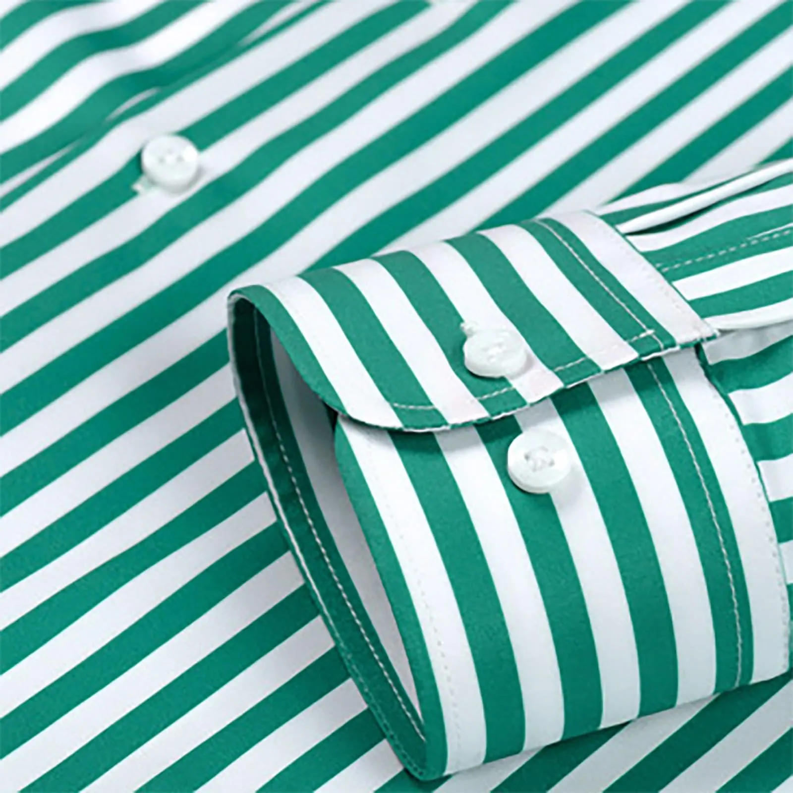 Munweiyu Camicia da Lavoro da Uomo a Righe, Verde, 3XL - immagine 6
