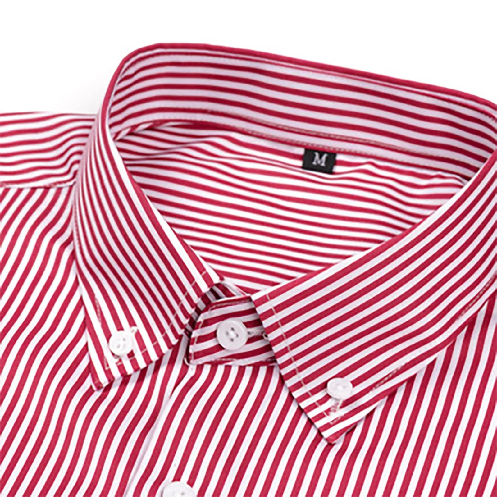 Munweiyu Camicia da lavoro da uomo a righe verticali, S1 Rosa, S - immagine 5