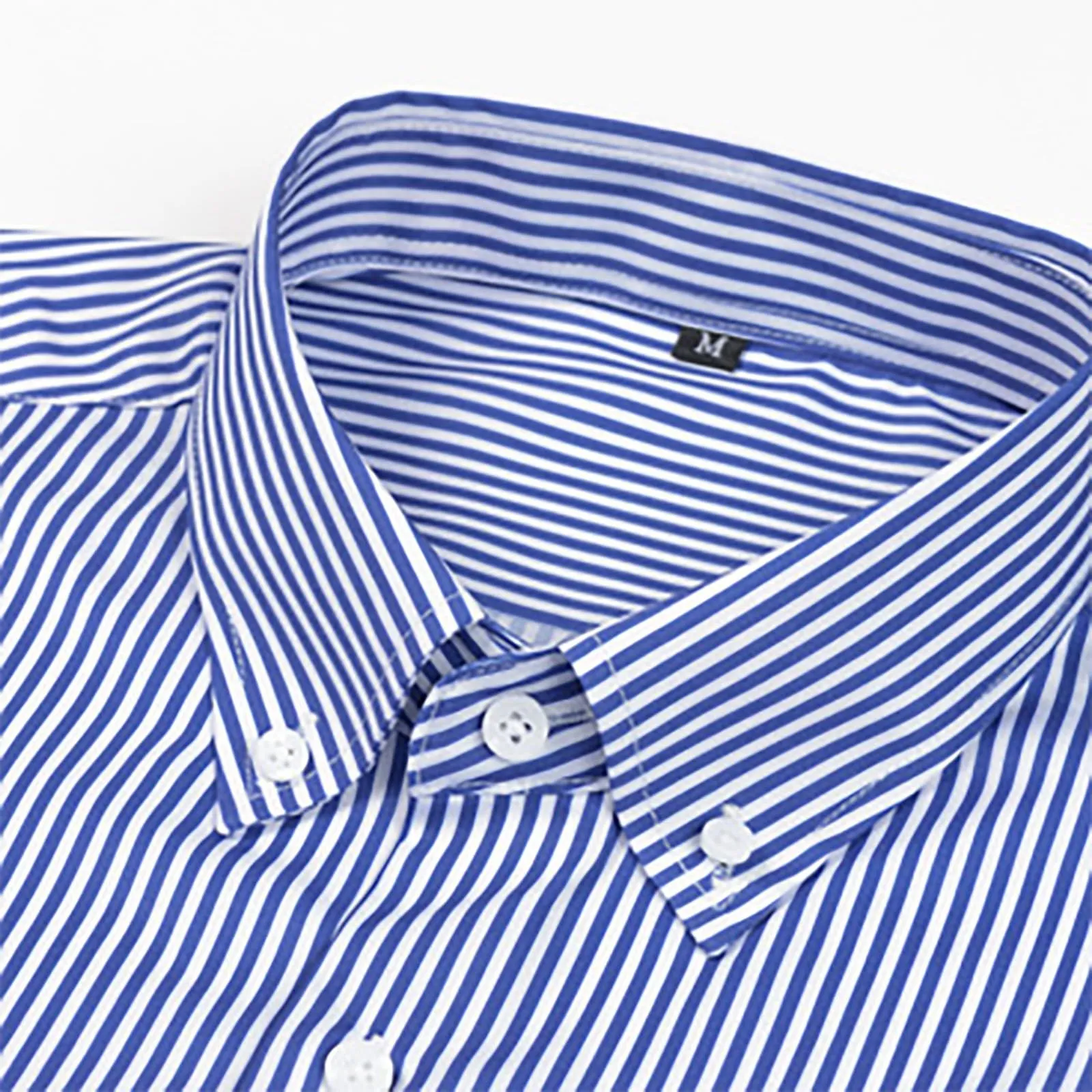 Munweiyu Camicia da lavoro da uomo a righe verticali, S1 Blu, XXL - immagine 5