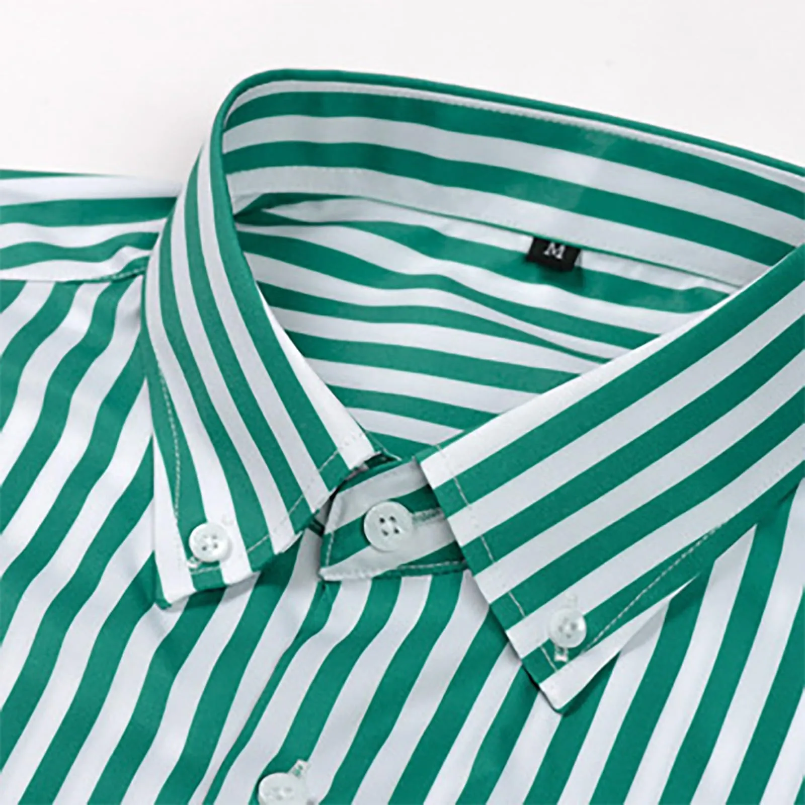 Munweiyu Camicia da lavoro uomo a righe verde XXL - immagine 4