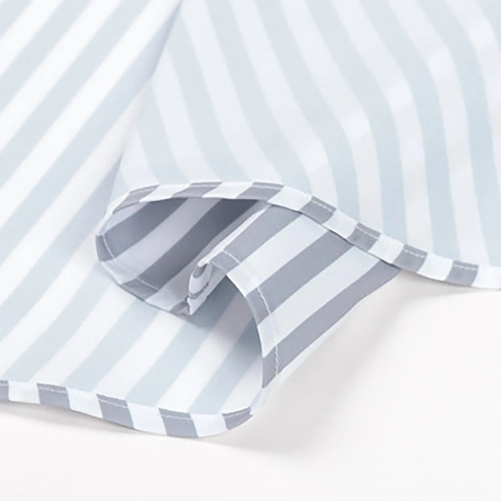Munweiyu Camicia da lavoro da uomo basic scollo rotondo a righe grigio chiaro XXL - immagine 6