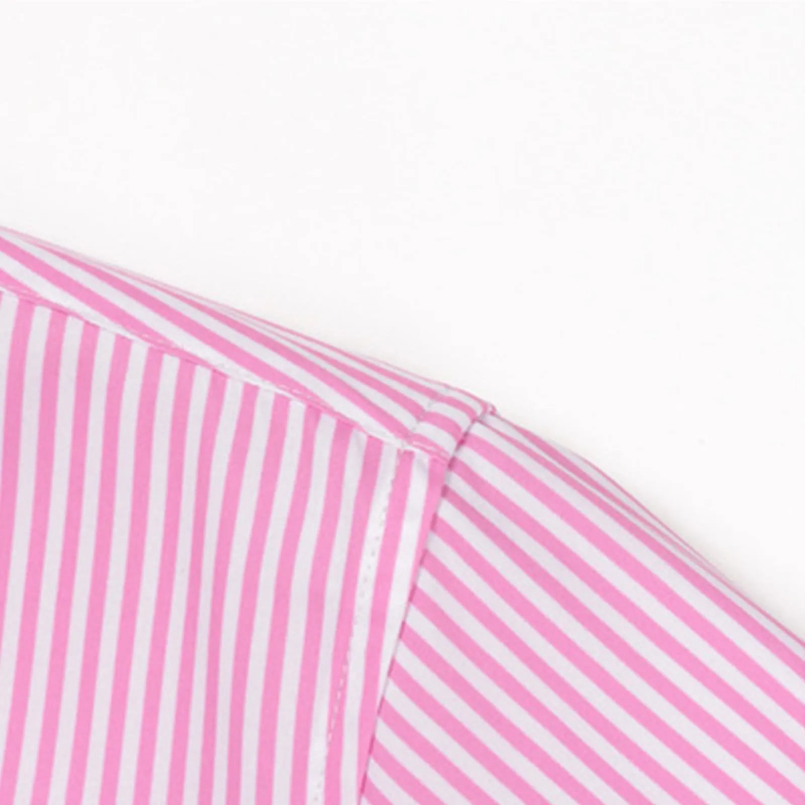 Munweiyu Camicia da Lavoro da Uomo, Scollo Rotondo, Righe Verticali, Rosa Chiaro, L - immagine 6