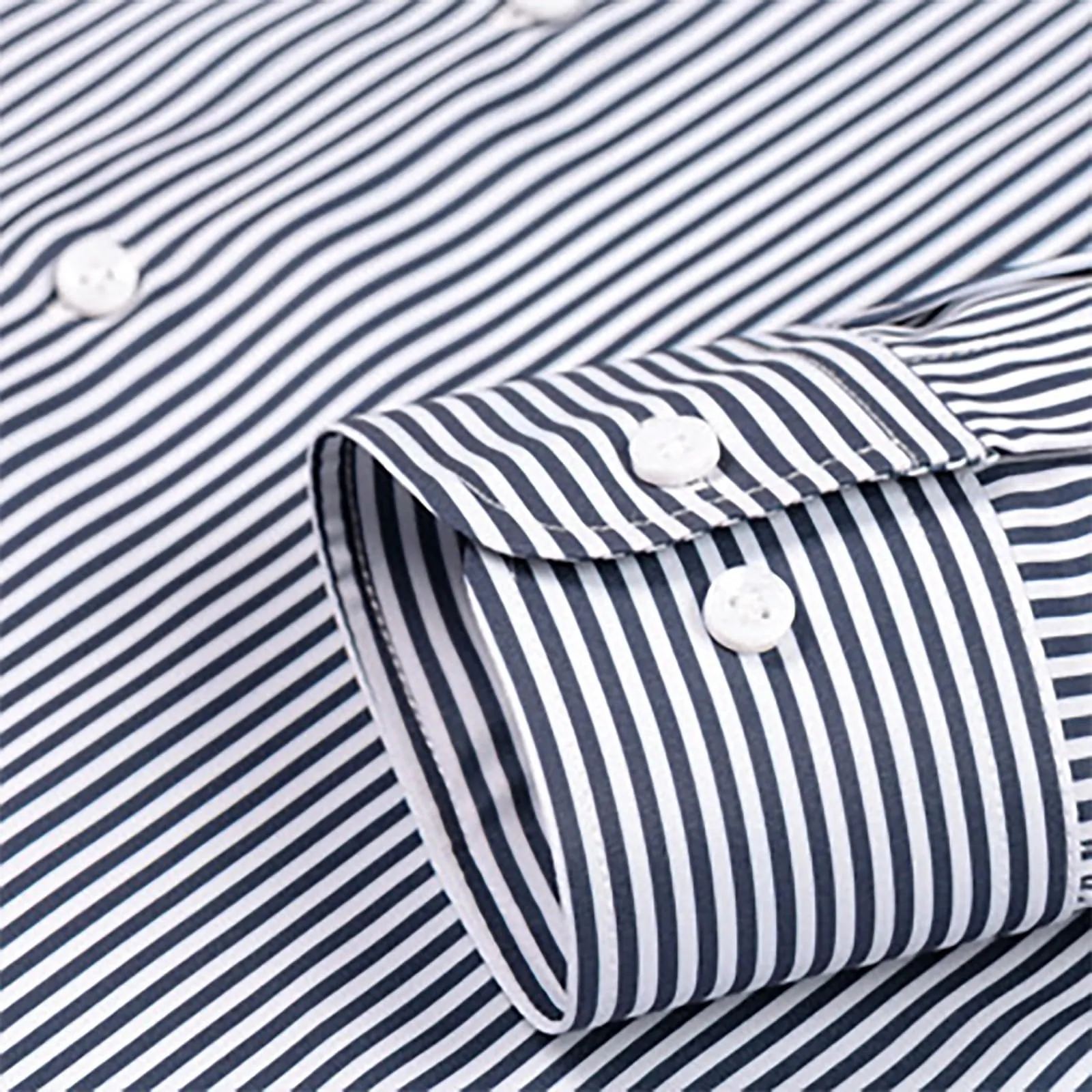 Munweiyu Camicia da lavoro da uomo a righe verticali, S1 Grigio, S - immagine 7