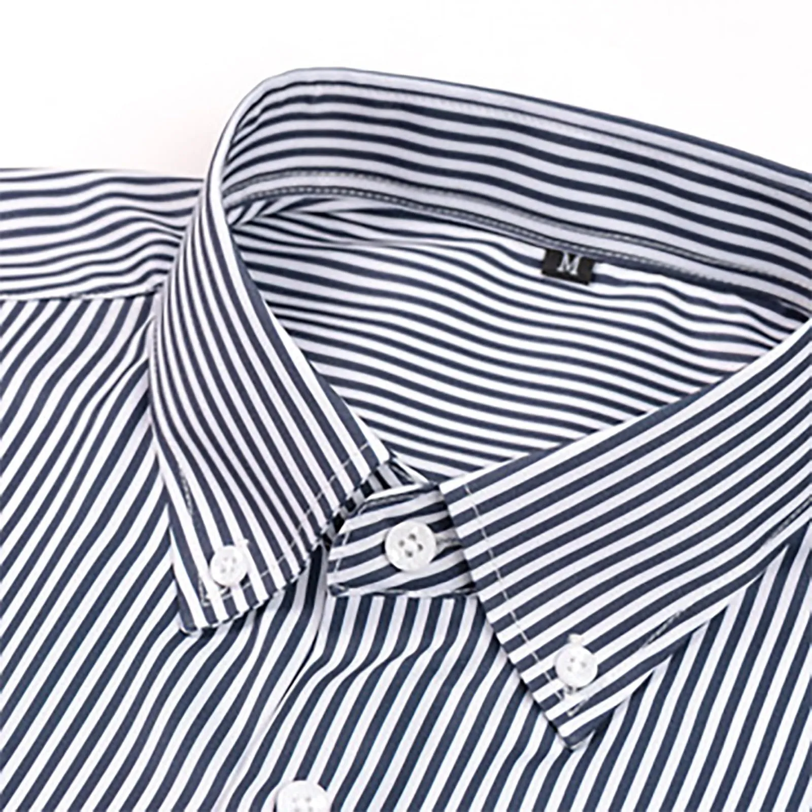 Munweiyu Camicia da Lavoro da Uomo, Basic a Righe Verticali, S1 Grigio, XL - immagine 5