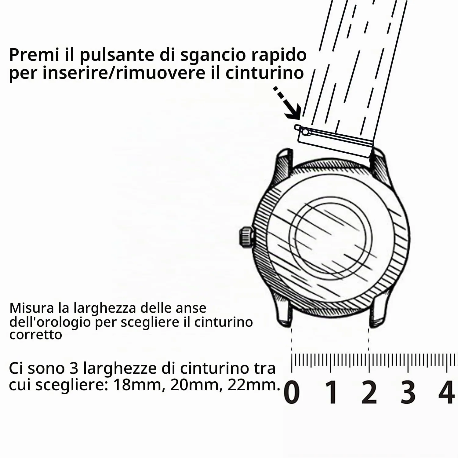 Fullmosa Cinturino Orologio 20mm in Vera Pelle a Sgancio Rapido - immagine 3