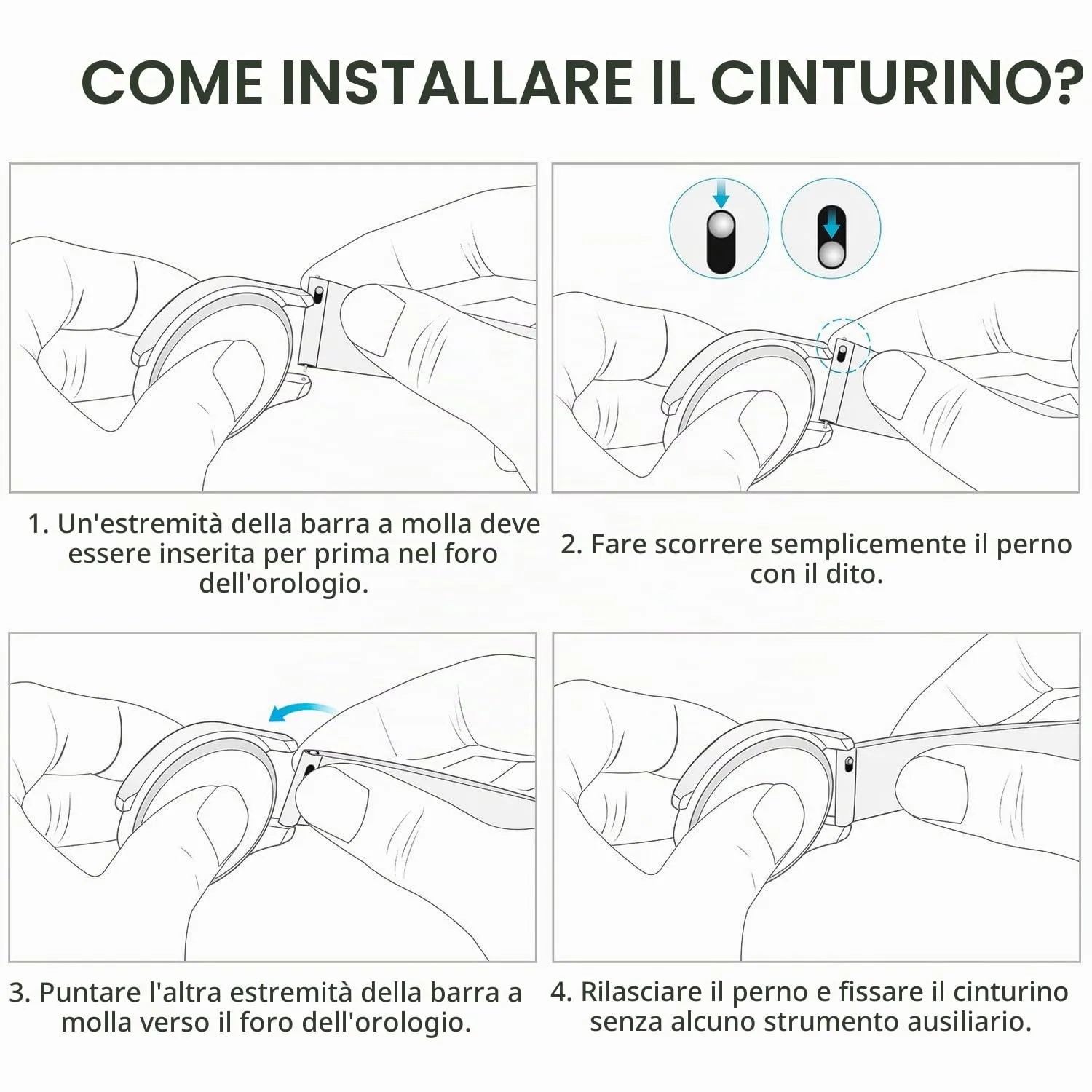 Fullmosa Cinturino Orologio 20mm in Vera Pelle a Sgancio Rapido - immagine 4