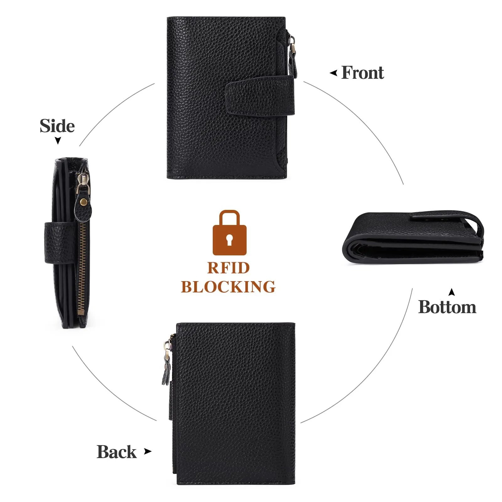 SENDEFN Portafoglio Donna in Pelle Vera con RFID, 14 Slot per Carte e Portamonete con Cerniera - immagine 4