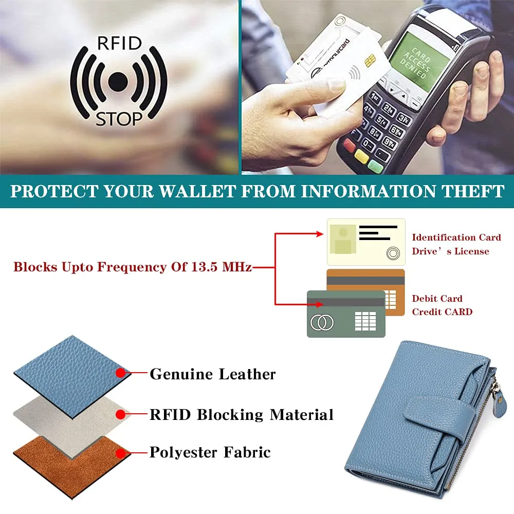 SENDEFN Portafoglio Donna in Pelle con Blocco RFID, 14 Slot per Carte e Portamonete con Cerniera - immagine 9