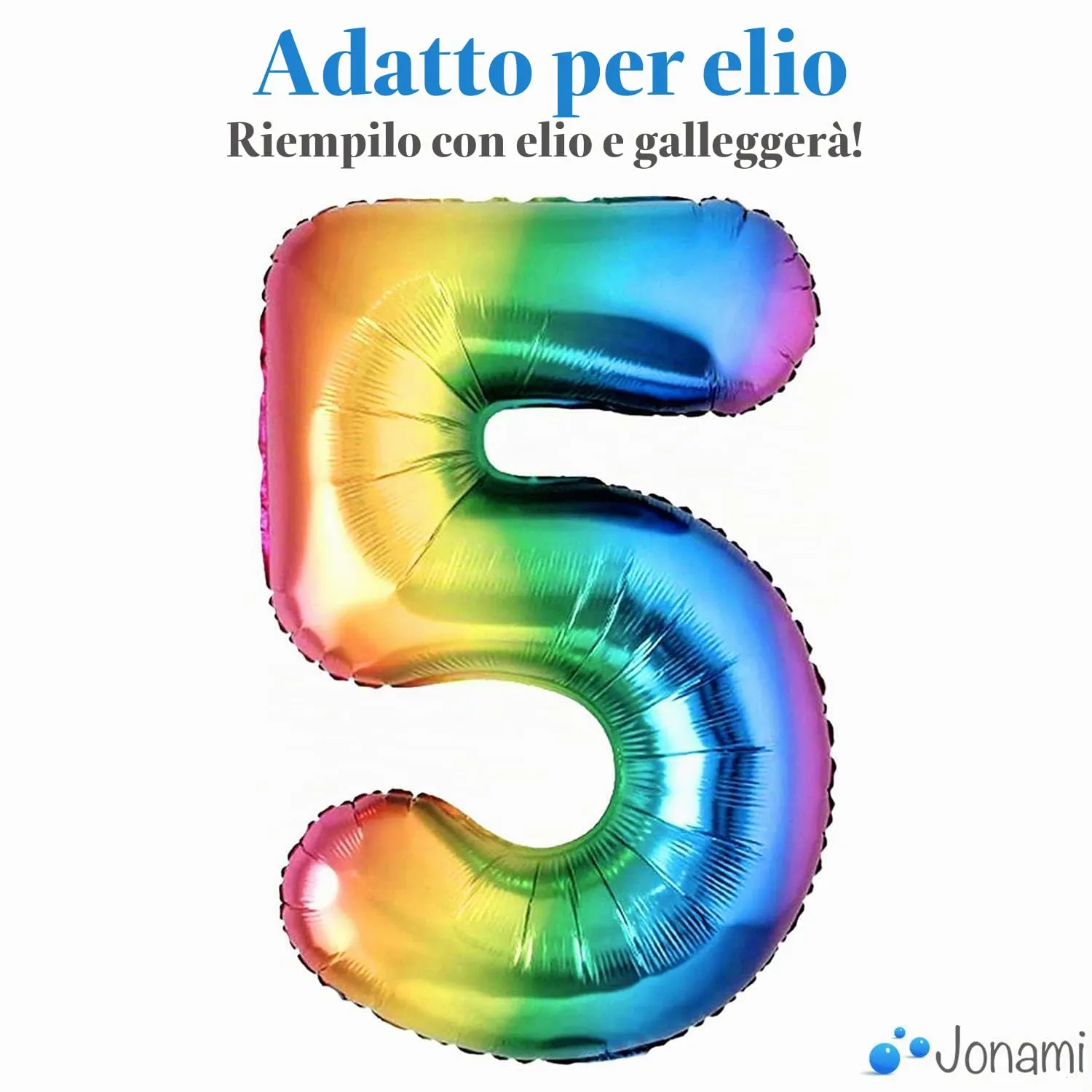 Jonami Palloncino Numero 5 Gigante Multicolore Metallizzato, 100 cm - immagine 3