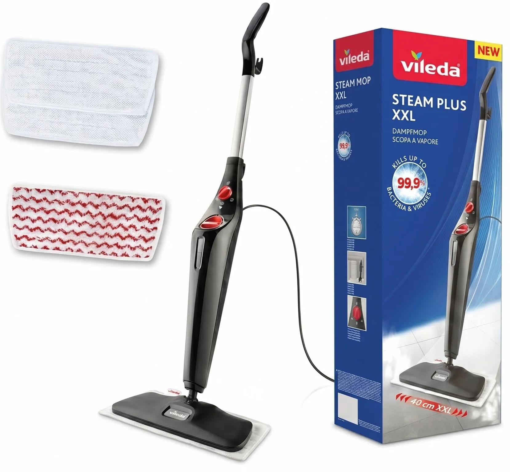 Vileda Steam PLUS XXL con Power Pad Lavapavimenti a Vapore - immagine 1