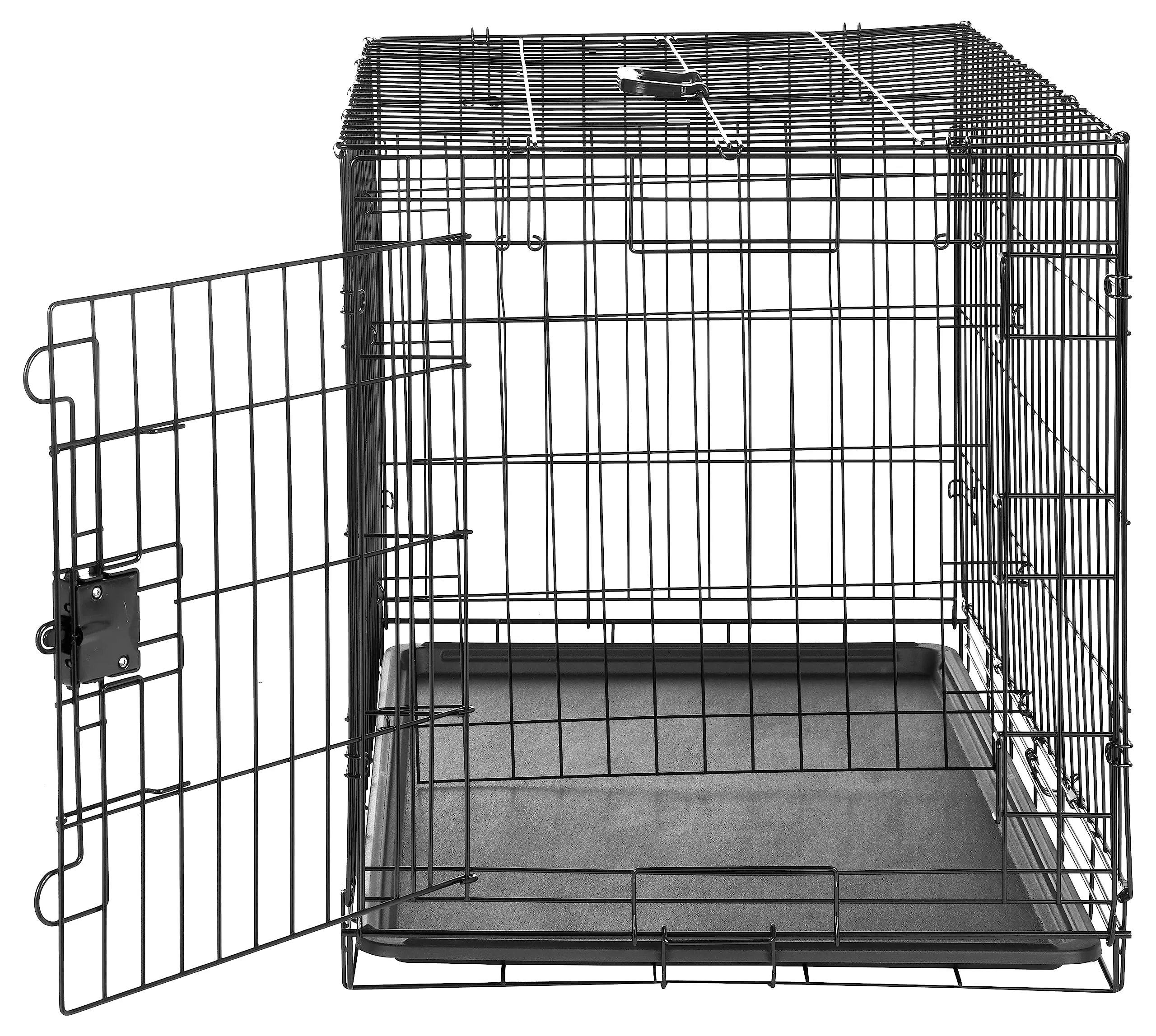 Amazon Basics Gabbia per cani in metallo pieghevole con vassoio rimovibile, Nero, 91 x 58 x 64 cm - immagine 4