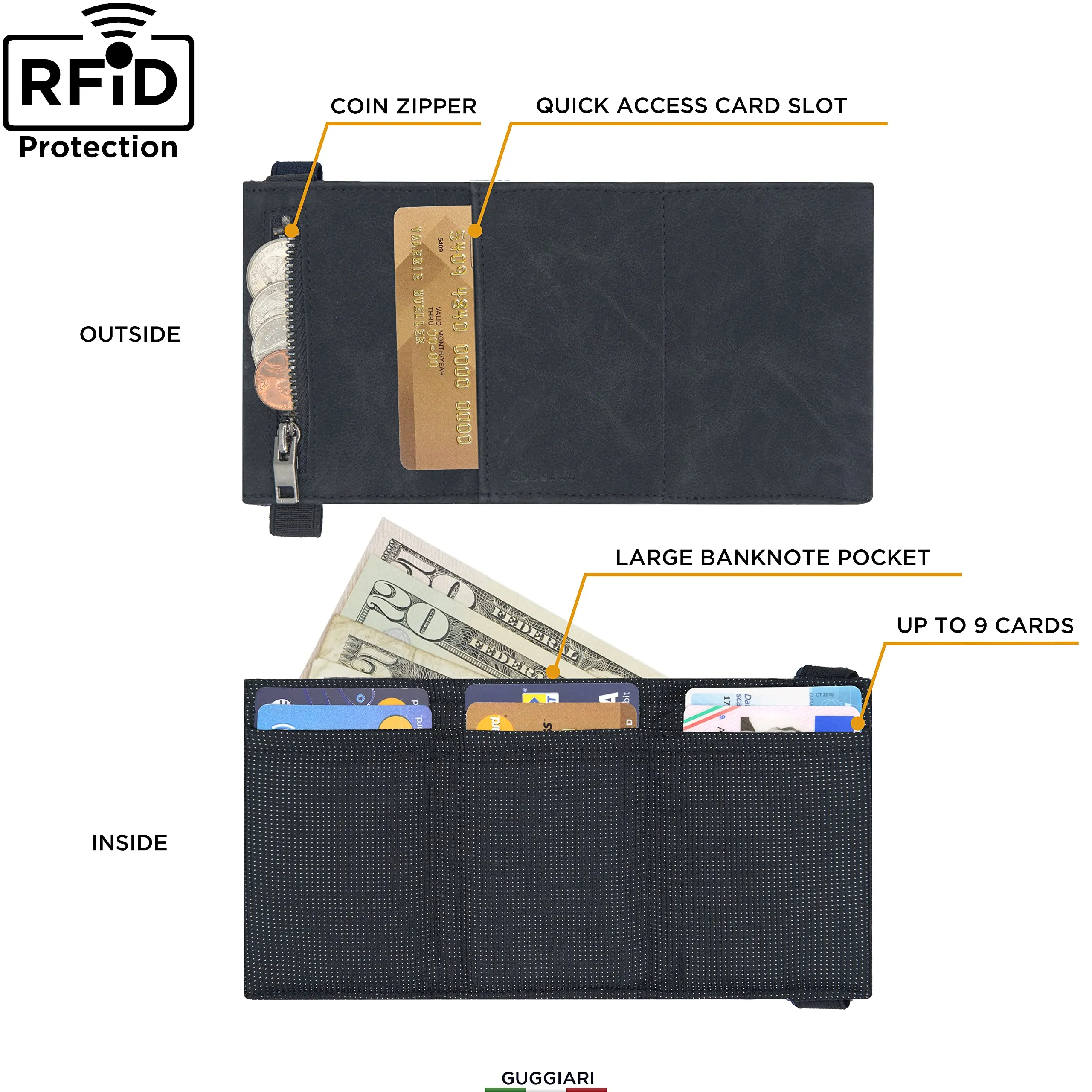 GUGGIARI Portafoglio Uomo in Pelle, Portamonete e RFID - immagine 2