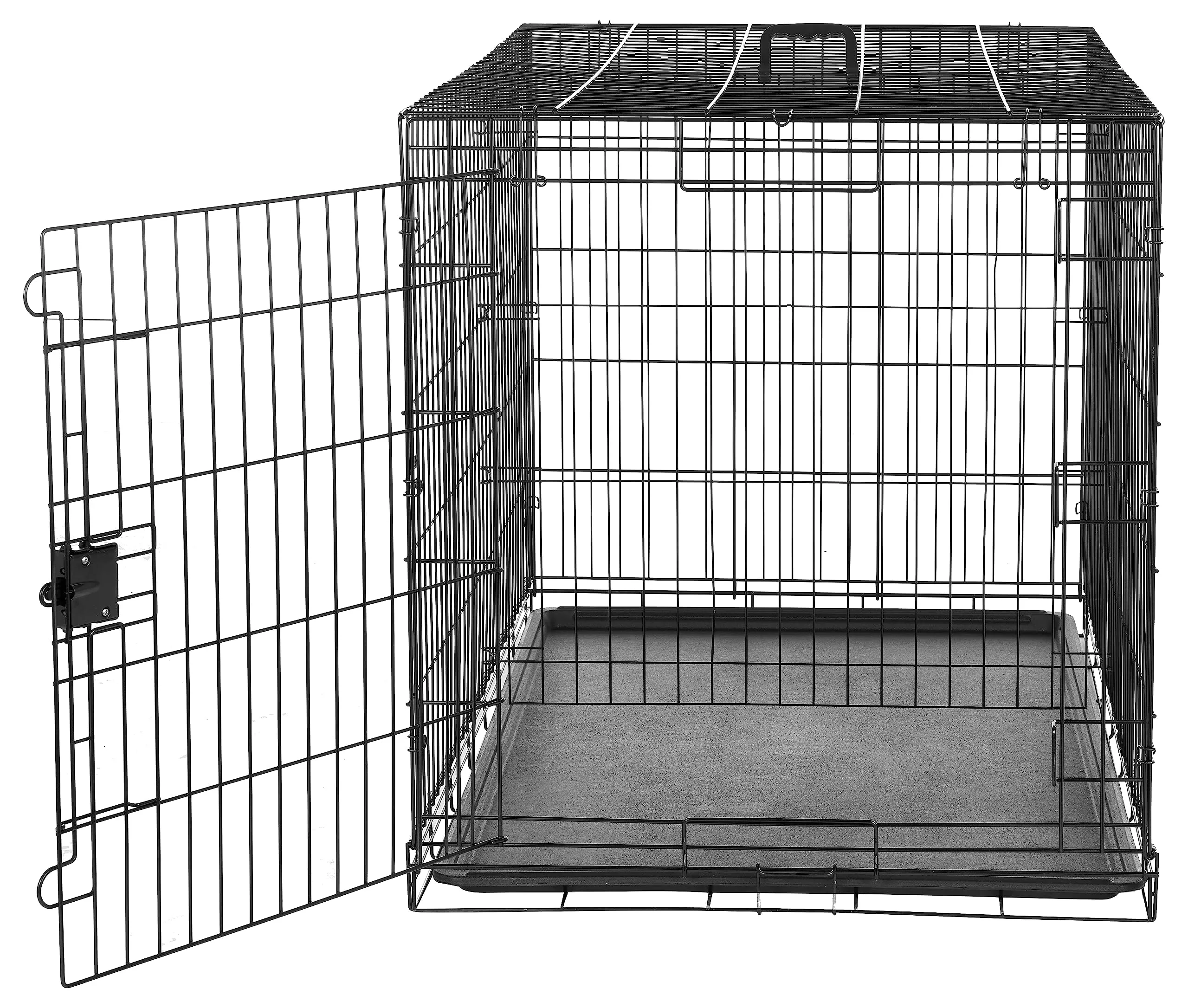 Amazon Basics Gabbia per Cani in Metallo, Pieghevole con Vassoio Rimovibile, 122 x 76.2 x 82.5 cm, Nero - immagine 4