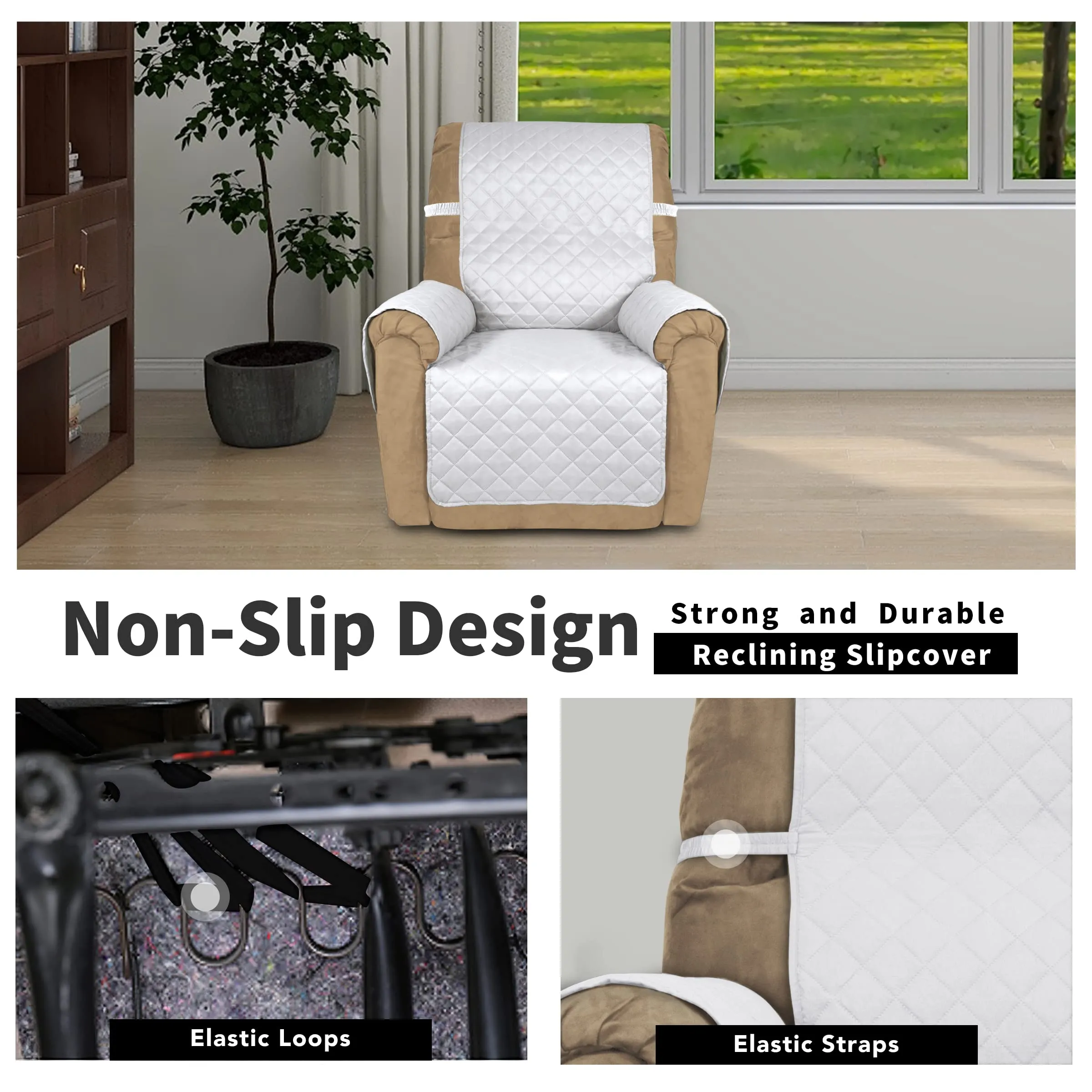 Easy-Going Copridivano Reversibile Impermeabile per Poltrona Reclinabile, 56 cm, Bianco/Bianco - immagine 3