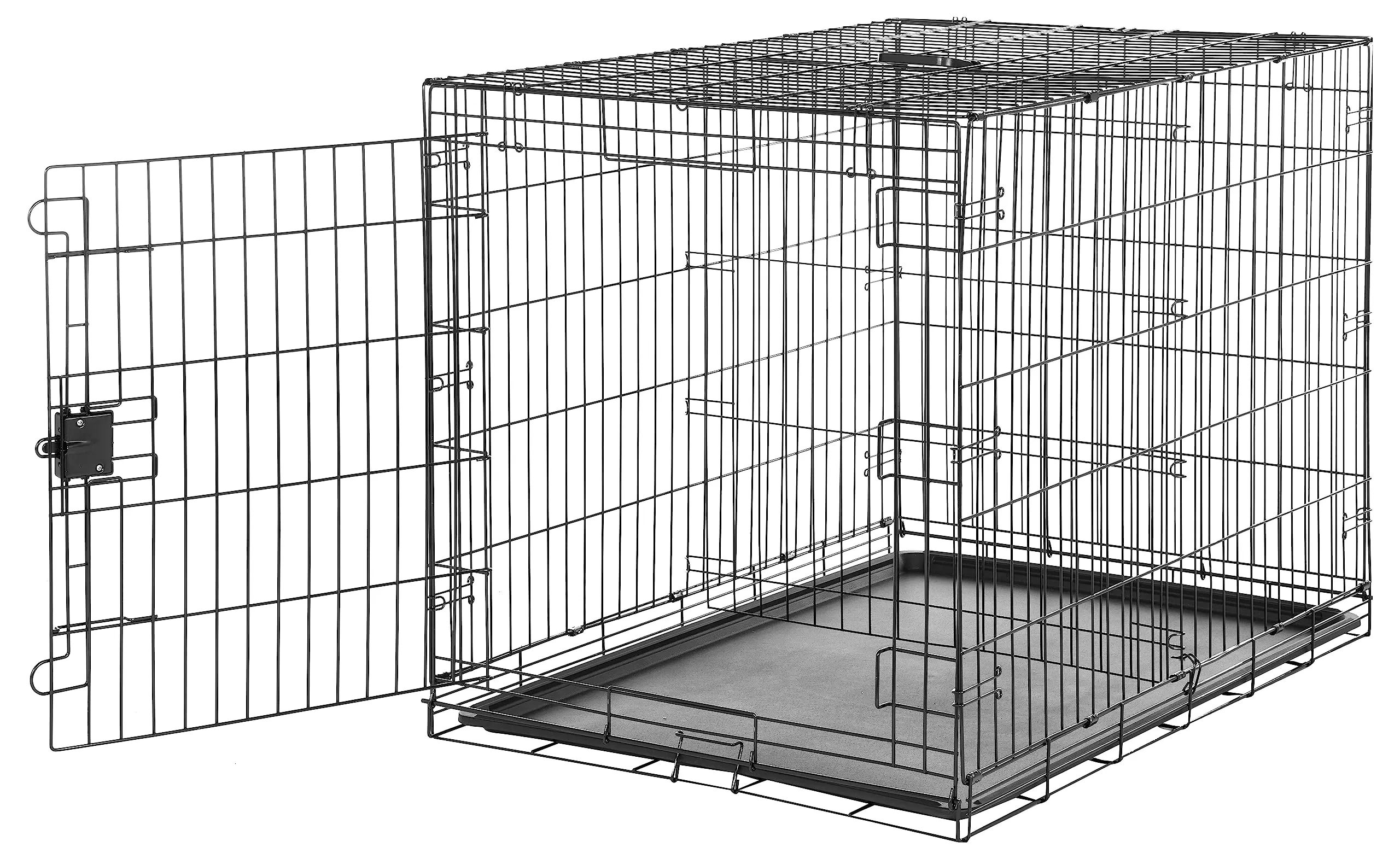 Amazon Basics Gabbia per cani in metallo pieghevole, Nero, 106.7 x 71.1 x 76.2 cm - immagine 1