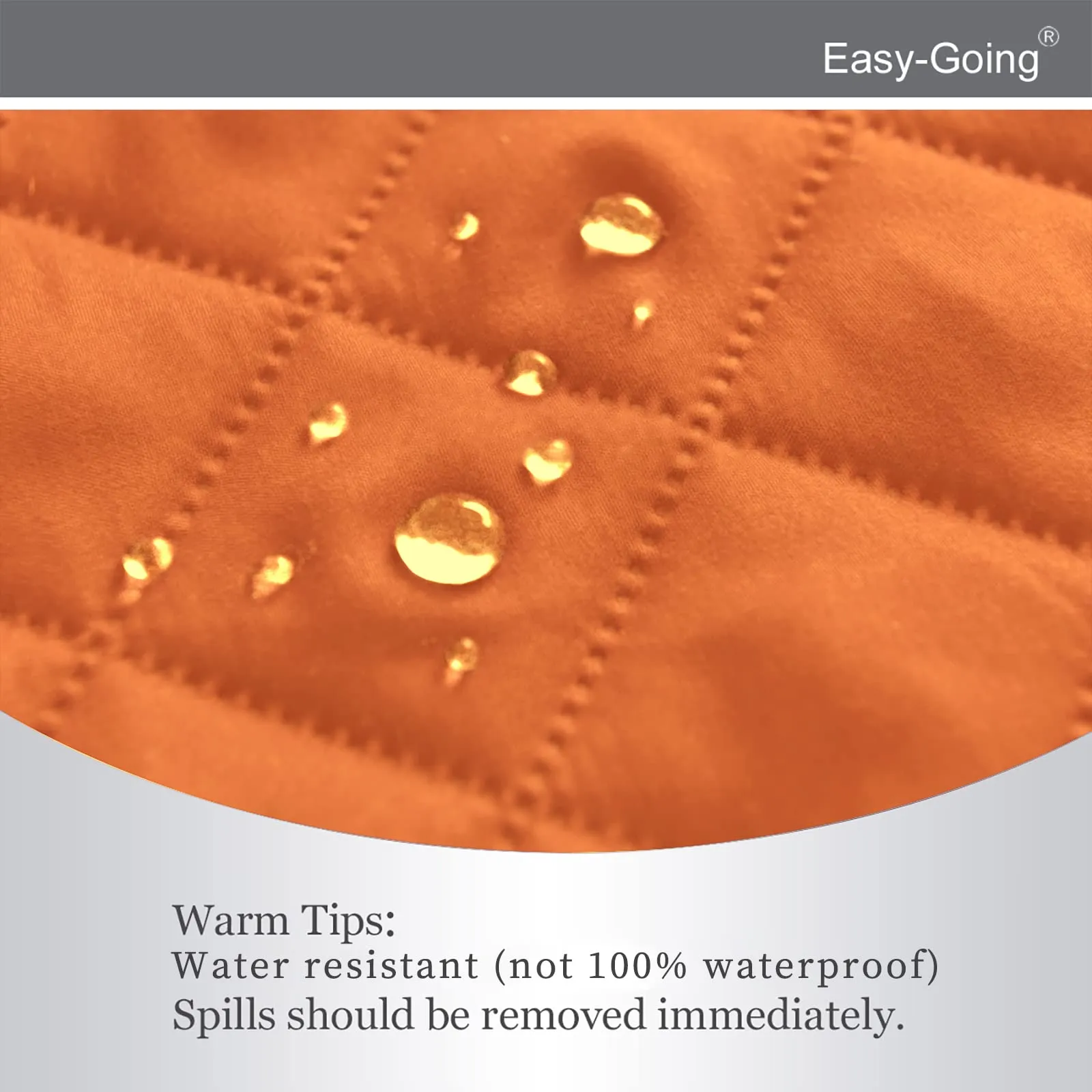 Easy-Going Copridivano Reversibile Impermeabile per Poltrona Reclinabile, Arancione/Nero, 56 cm - immagine 4
