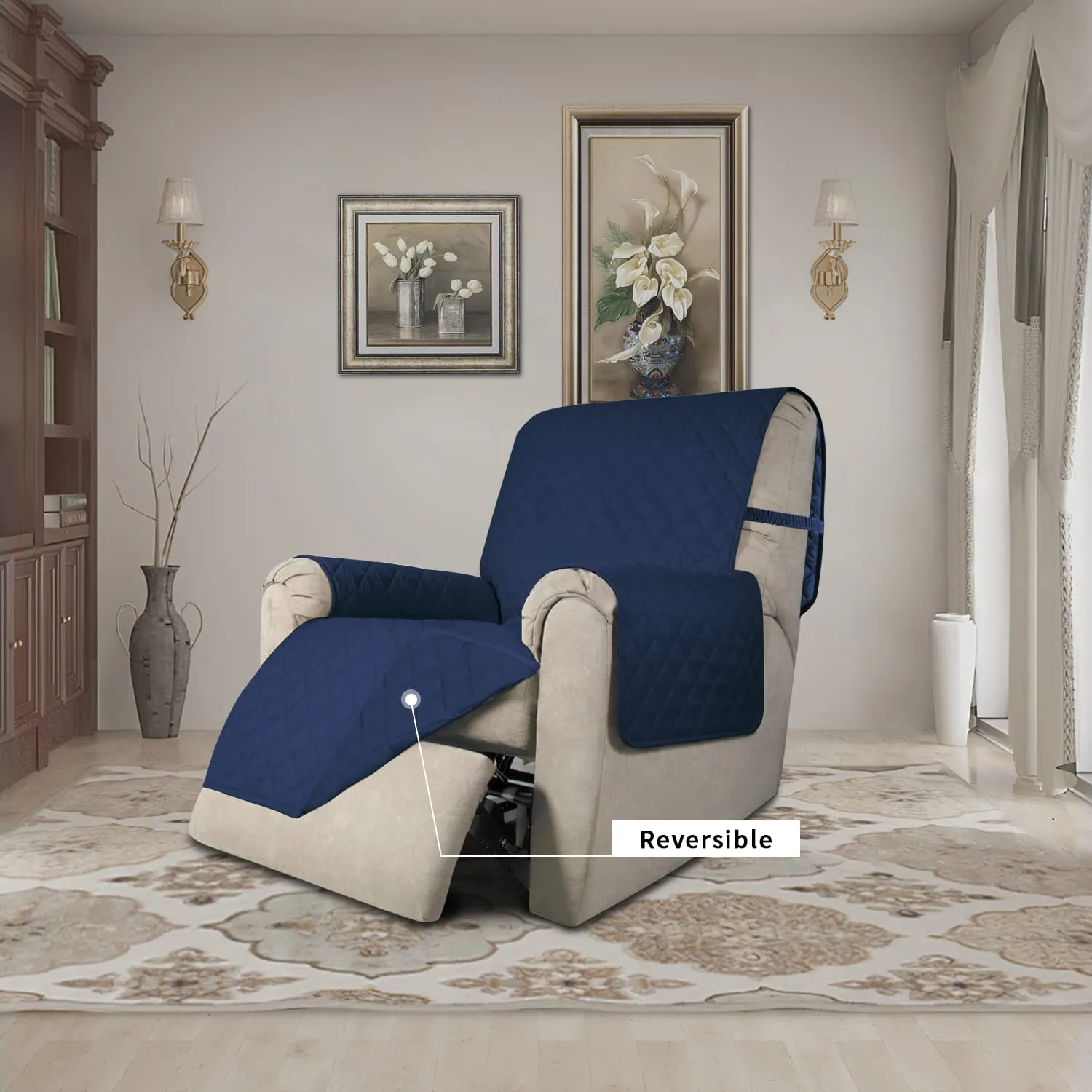 Easy-Going Copridivano Reversibile Impermeabile per Poltrona Reclinabile, 56 cm, Blu Navy - immagine 2