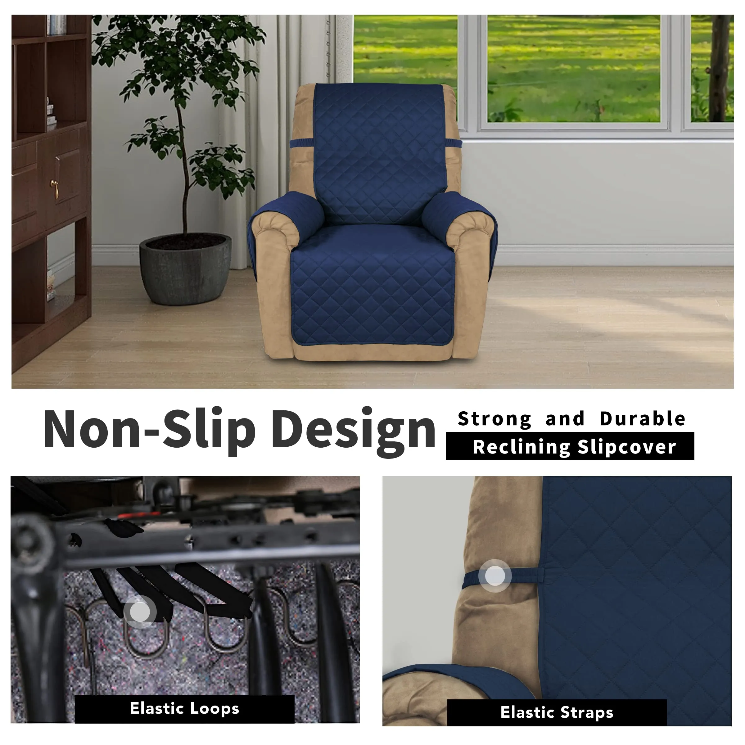 Easy-Going Copridivano Reversibile Impermeabile per Poltrona Reclinabile, 56 cm, Blu Navy - immagine 3