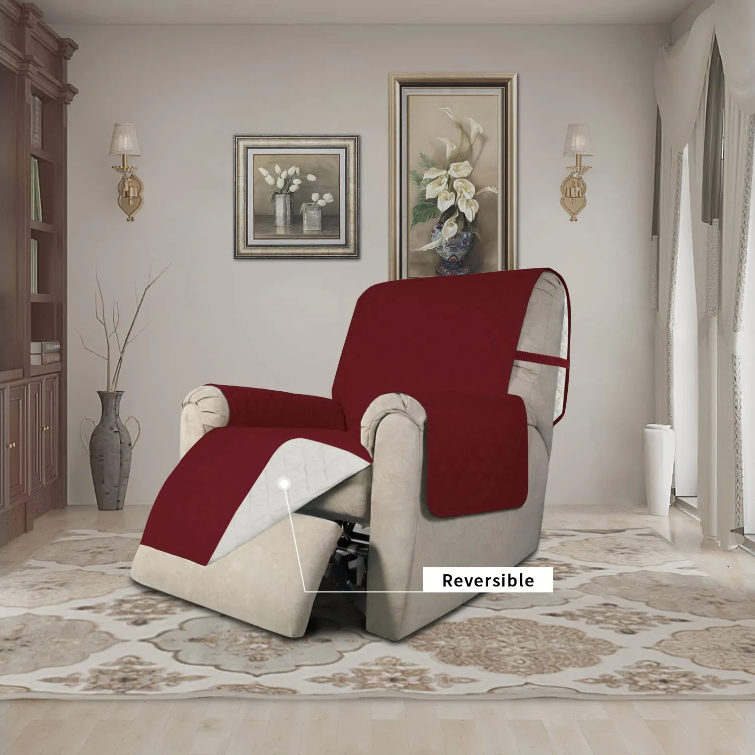Easy-Going Copridivano Reversibile Impermeabile per Sedia Reclinabile, Rosso Natalizio (56 cm) - immagine 2