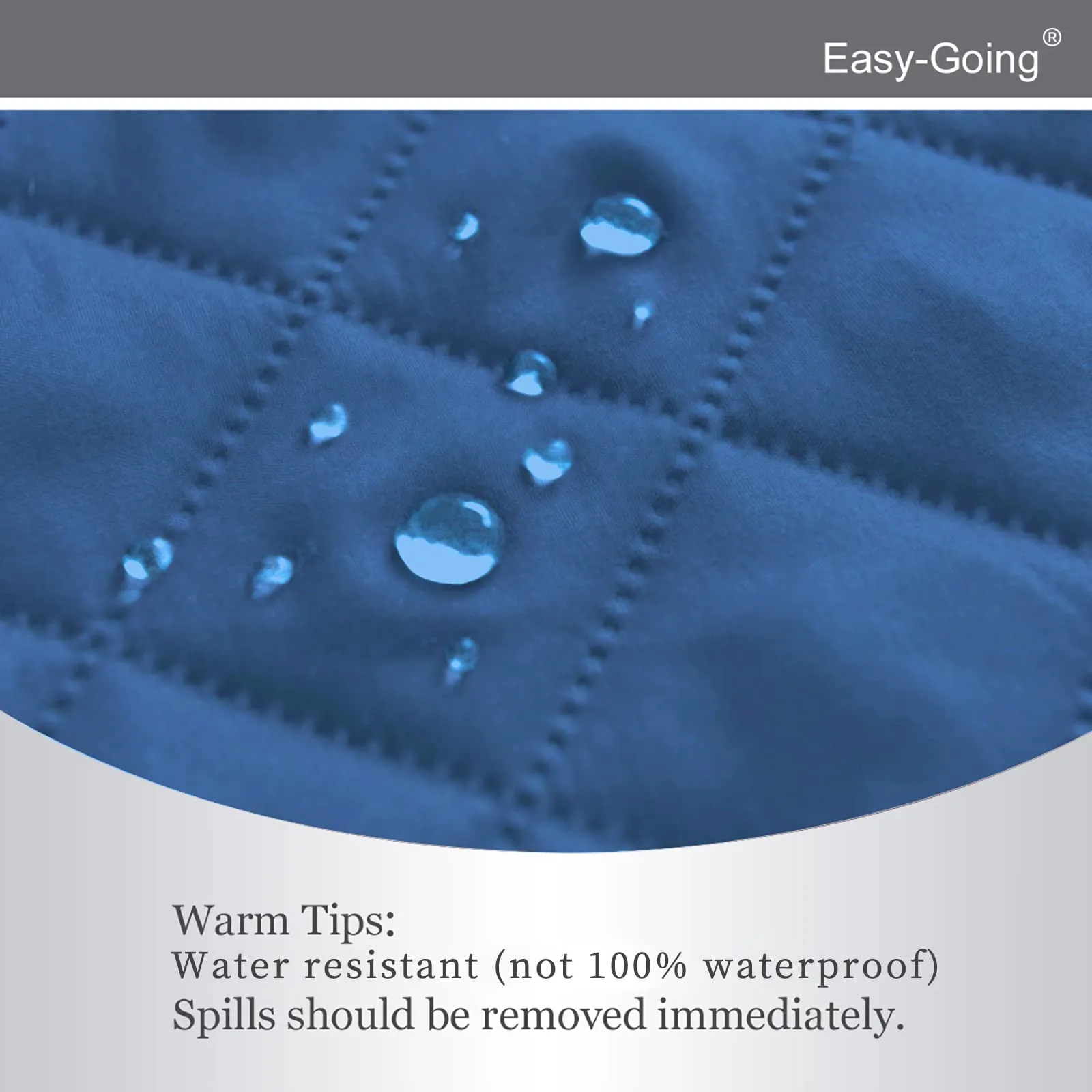 Easy-Going Copridivano Reversibile Impermeabile per Poltrona Reclinabile, 56 cm, Blu/Avorio - immagine 4