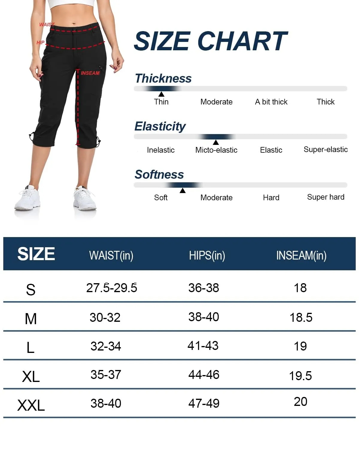 GymBrave Pantaloni Trekking Donna Cargo Capri 3/4 Estivi Leggeri Esercito M - immagine 6