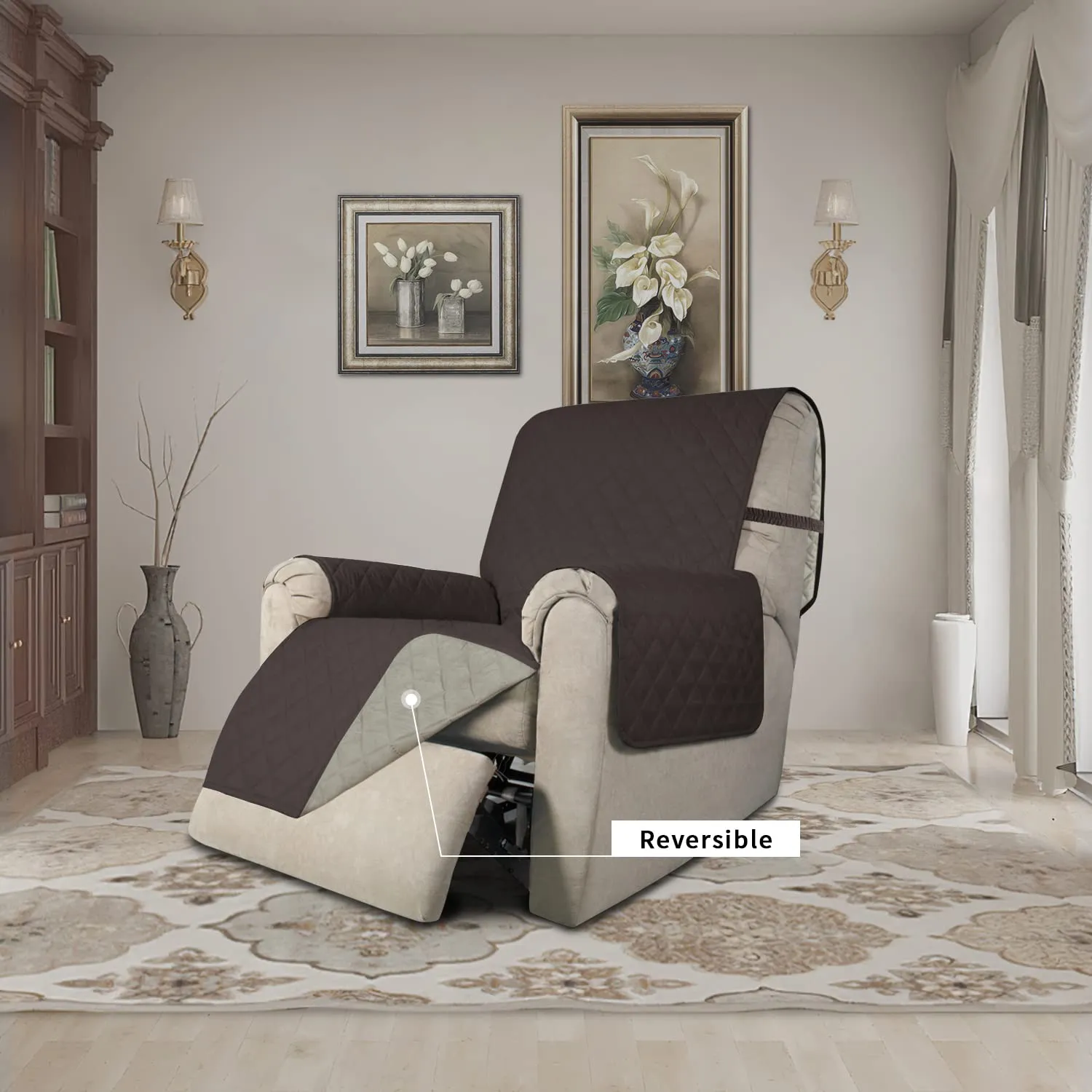 Easy-Going Fodera per Poltrona Reclinabile Reversibile e Impermeabile, Cioccolato/Beige, 55,9 cm - immagine 2