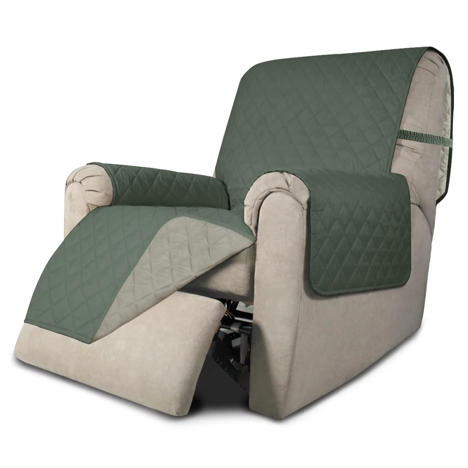 Easy-Going Copridivano Reversibile Impermeabile per Poltrona Reclinabile, 56 cm, Verde Grigiastro/Beige - immagine 1
