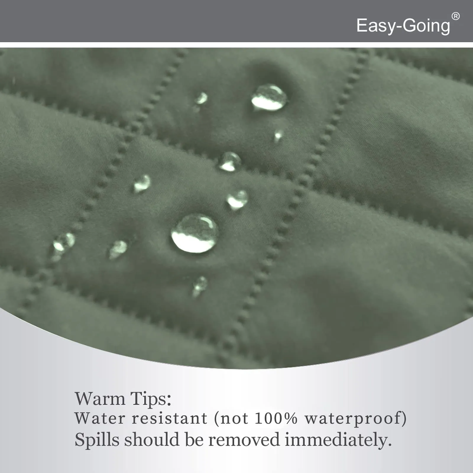 Easy-Going Copridivano Reversibile Impermeabile per Poltrona Reclinabile, 56 cm, Verde Grigiastro/Beige - immagine 4