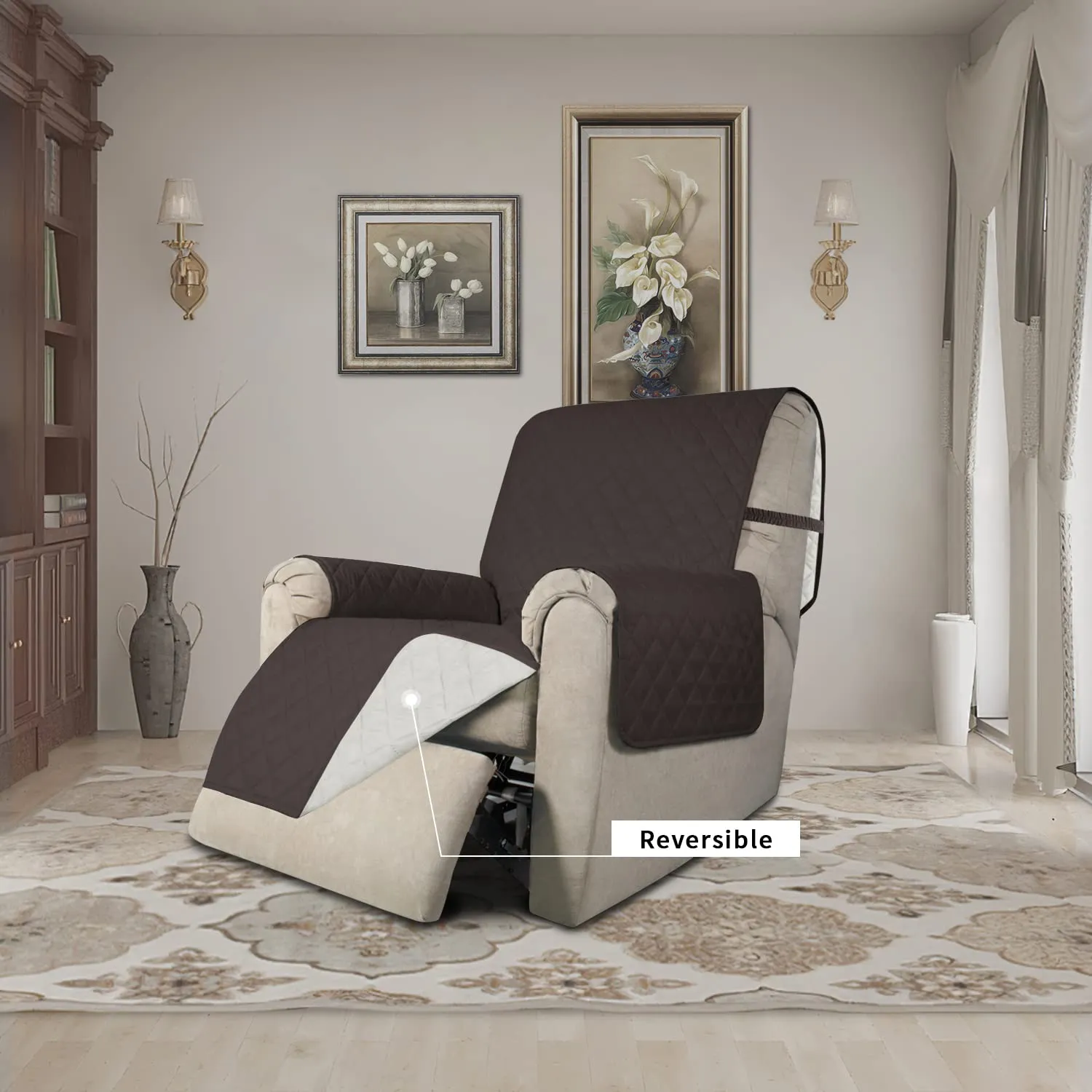 Easy-Going Copridivano Reversibile Impermeabile per Poltrona Reclinabile, 56 cm, Cioccolato/Avorio - immagine 2