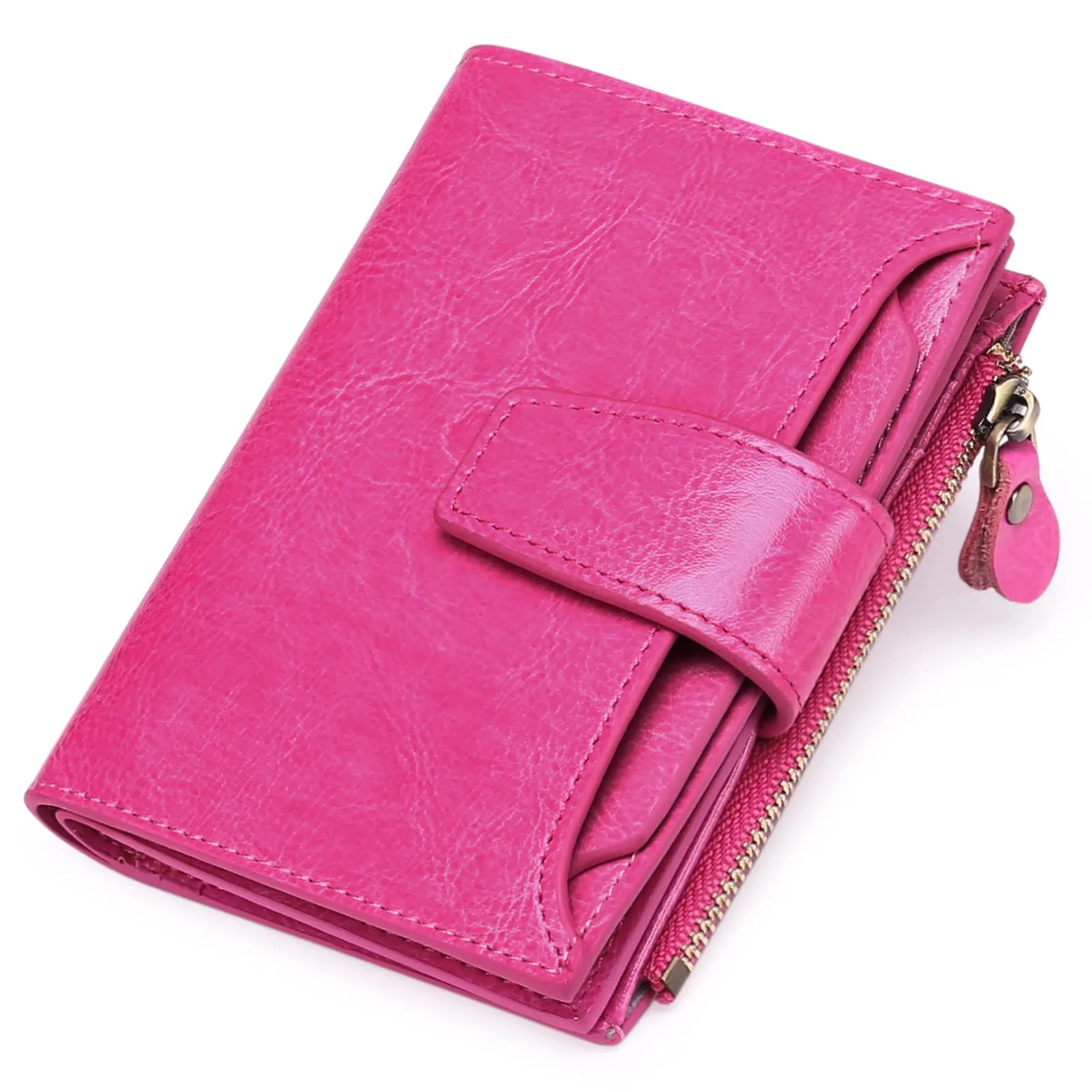 SENDEFN Portafoglio Donna in Pelle Vera con RFID, 14 Slot per Carte e Portamonete con Cerniera - immagine 1