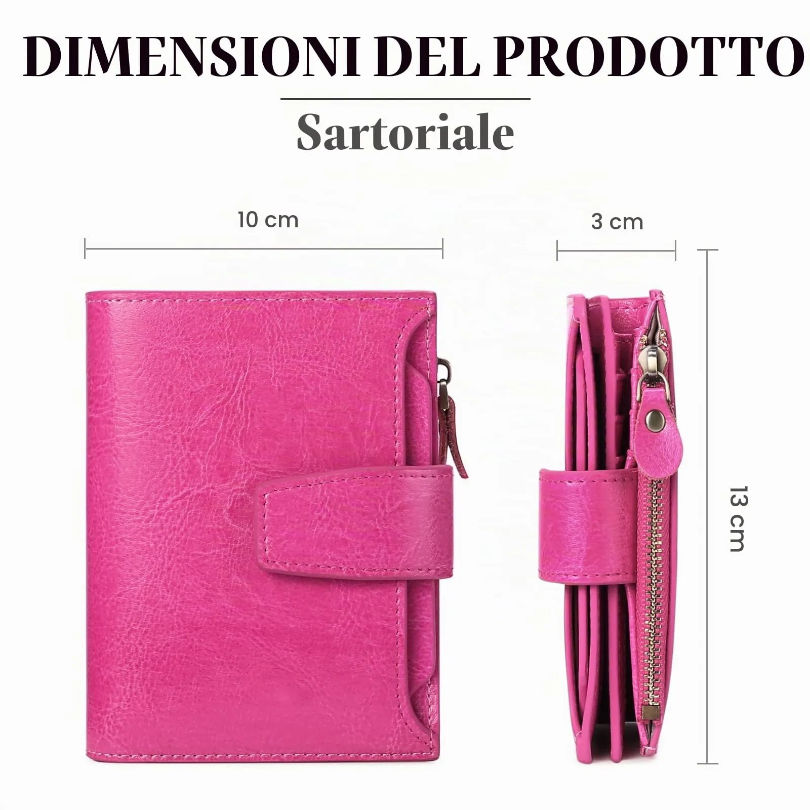 SENDEFN Portafoglio Donna in Pelle Vera con RFID, 14 Slot per Carte e Portamonete con Cerniera - immagine 3