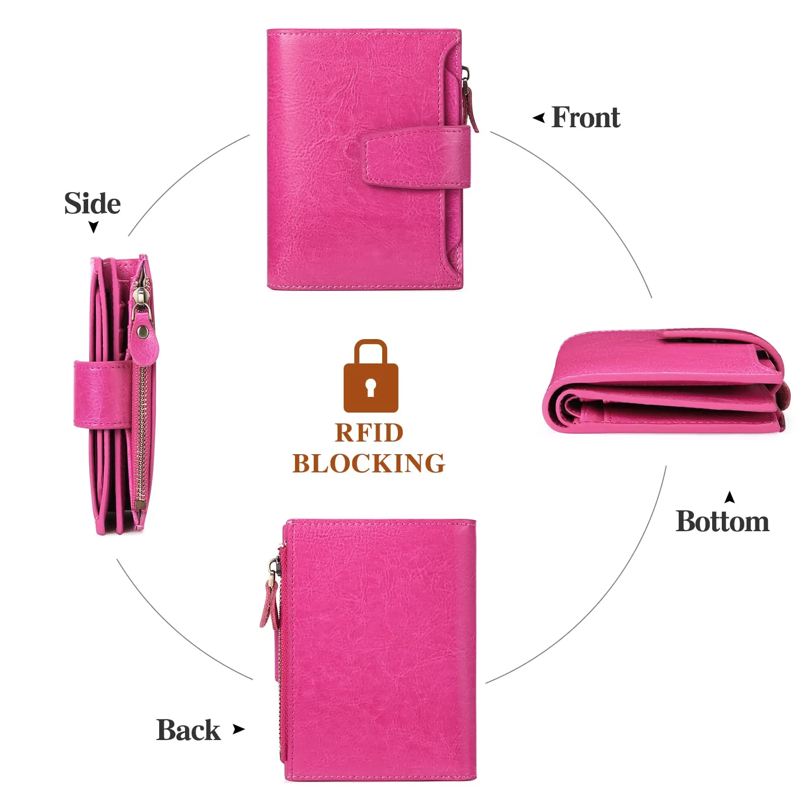 SENDEFN Portafoglio Donna in Pelle Vera con RFID, 14 Slot per Carte e Portamonete con Cerniera - immagine 7