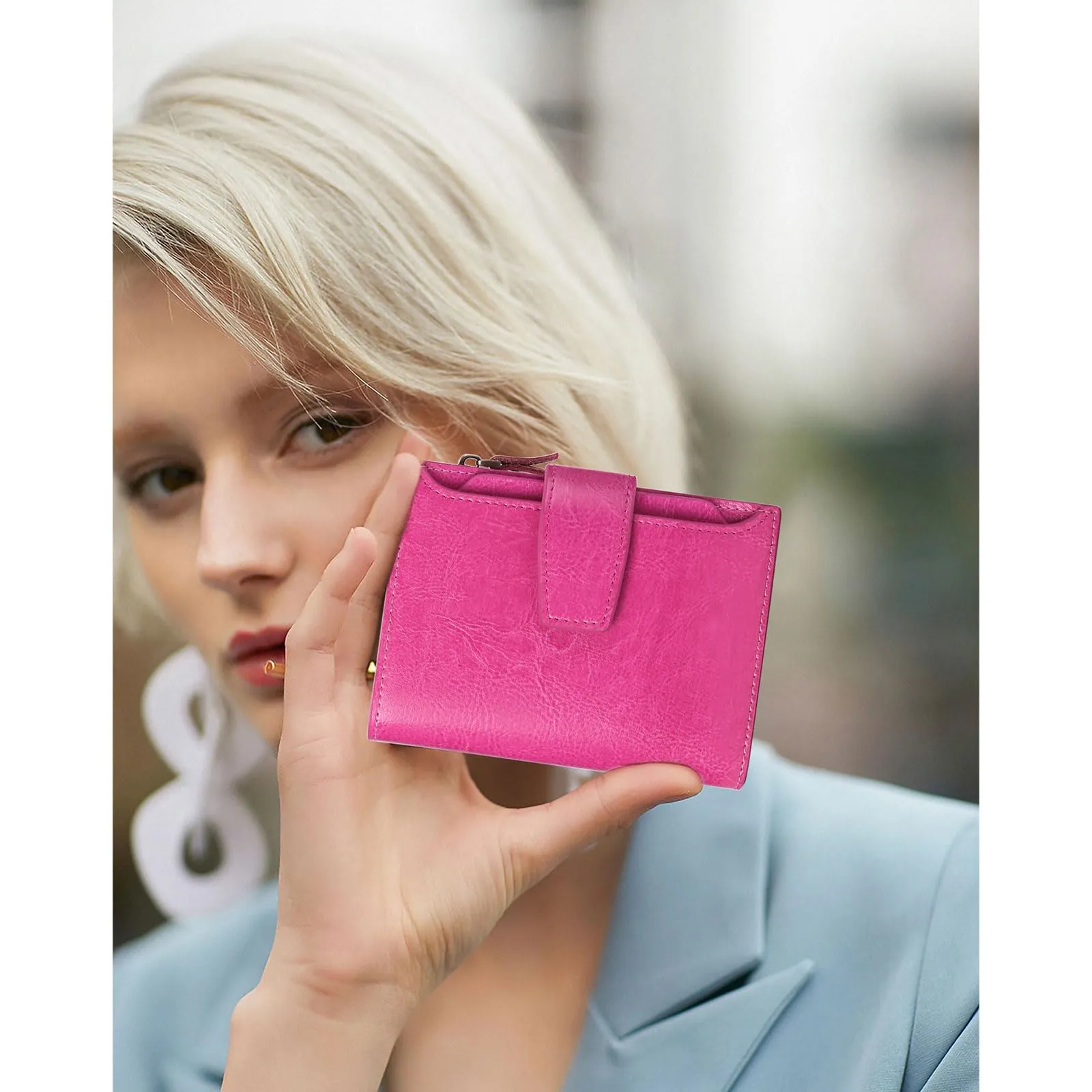 SENDEFN Portafoglio Donna in Pelle Vera con RFID, 14 Slot per Carte e Portamonete con Cerniera - immagine 8