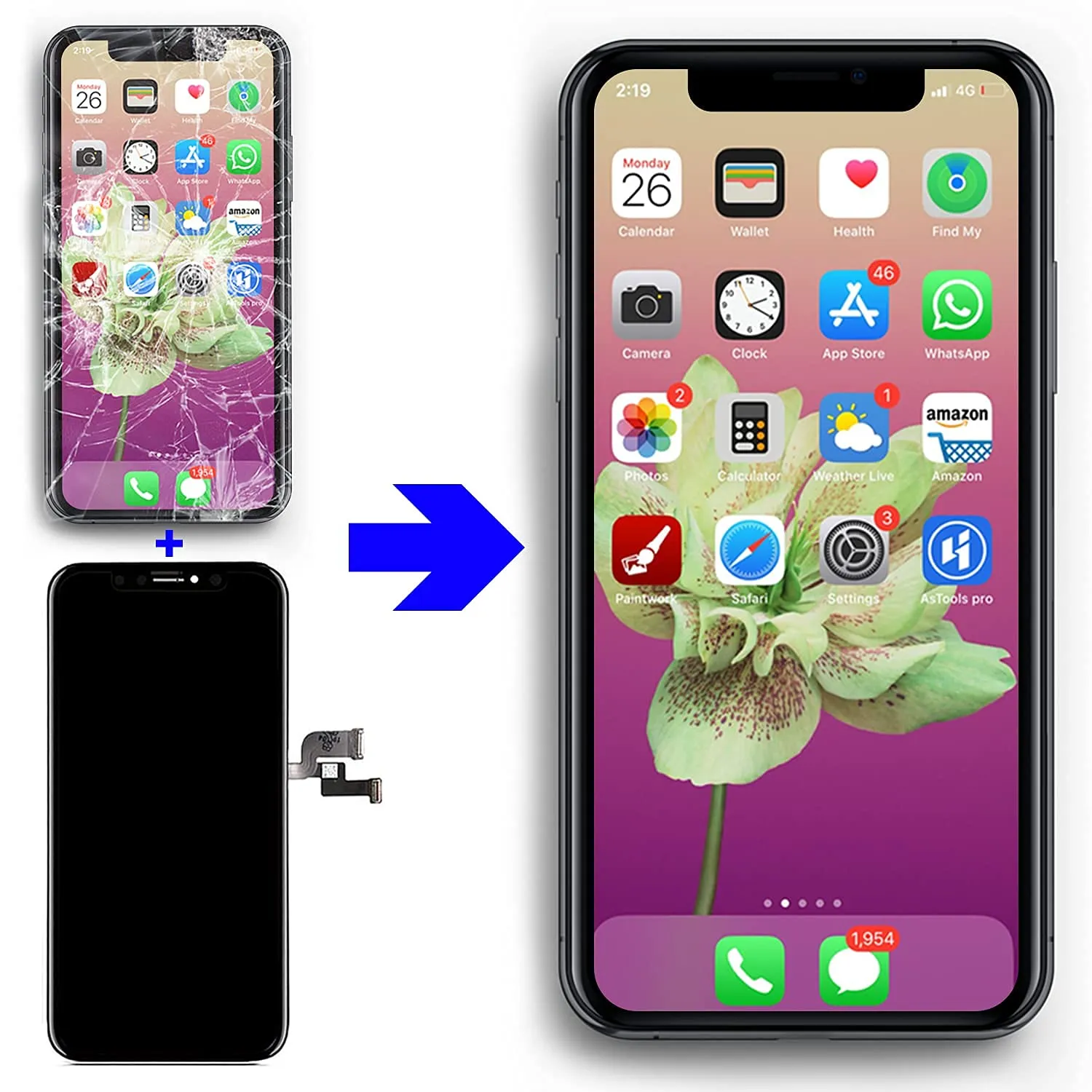Brinonac OLED Display for iPhone X 5.8" COF FHD Digitizer Replacement Kit - immagine 7