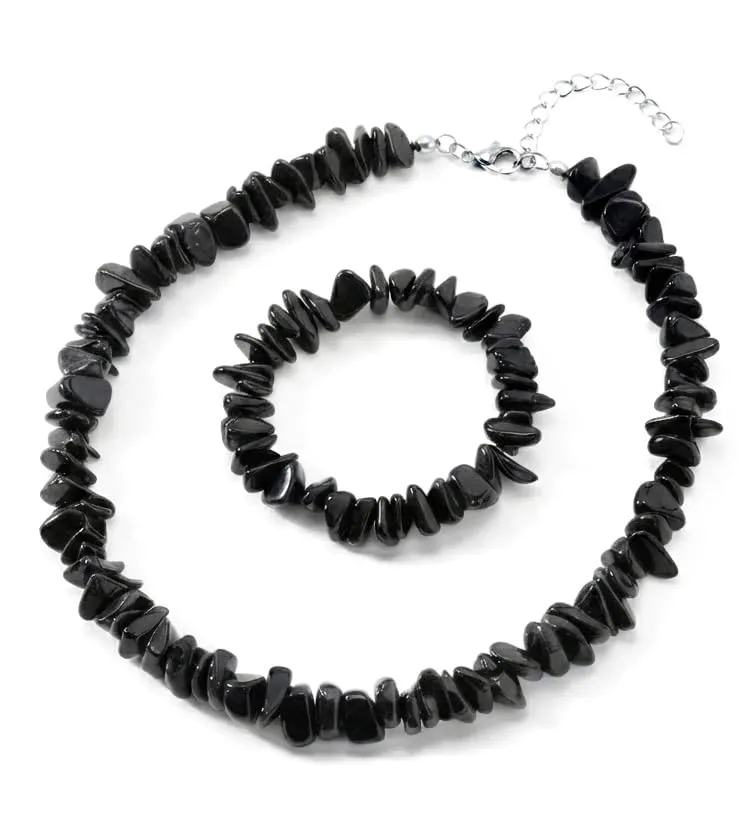 Alchimia Set Bracciale e Collana in Ossidiana Nera - immagine 1