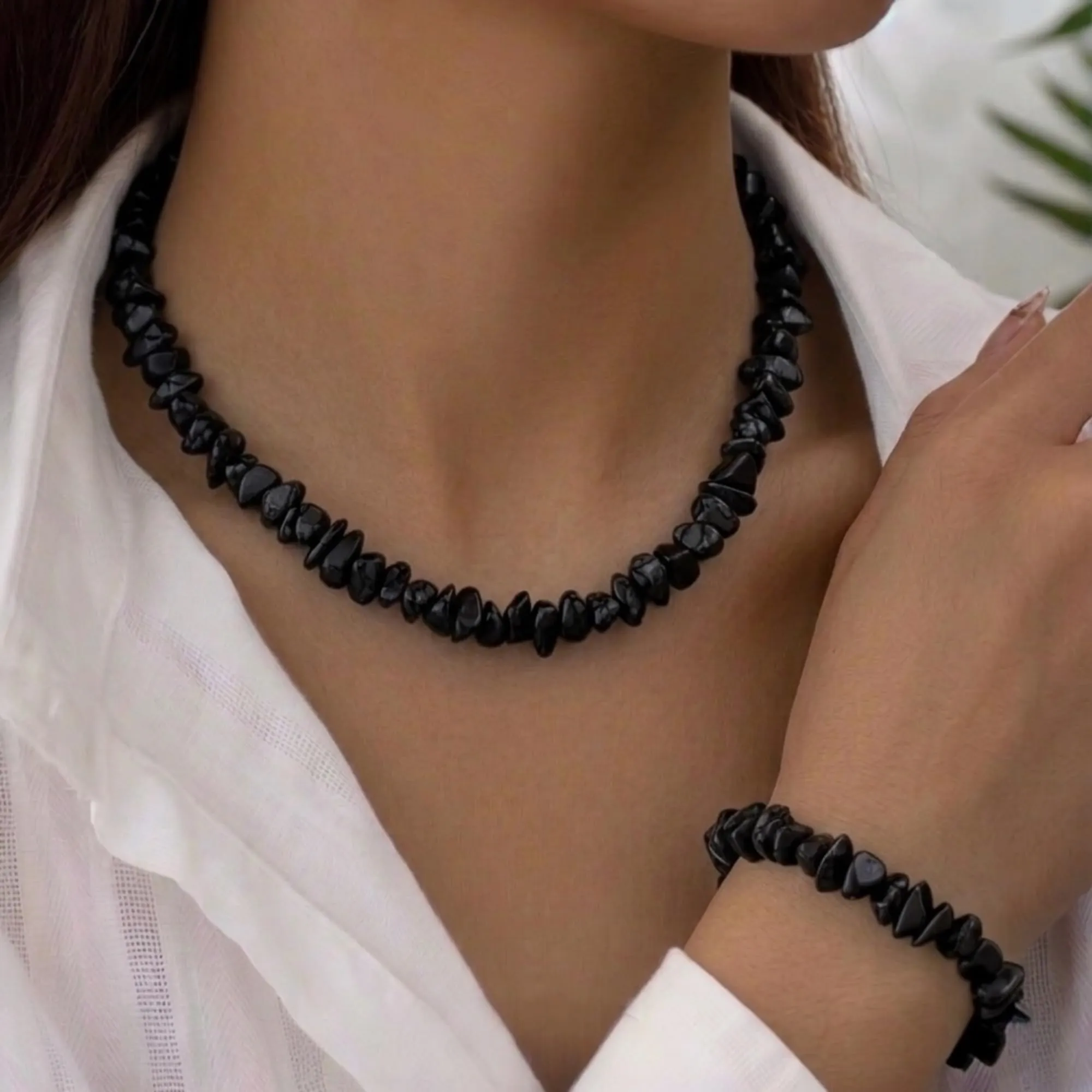 Alchimia Set Bracciale e Collana in Ossidiana Nera - immagine 2