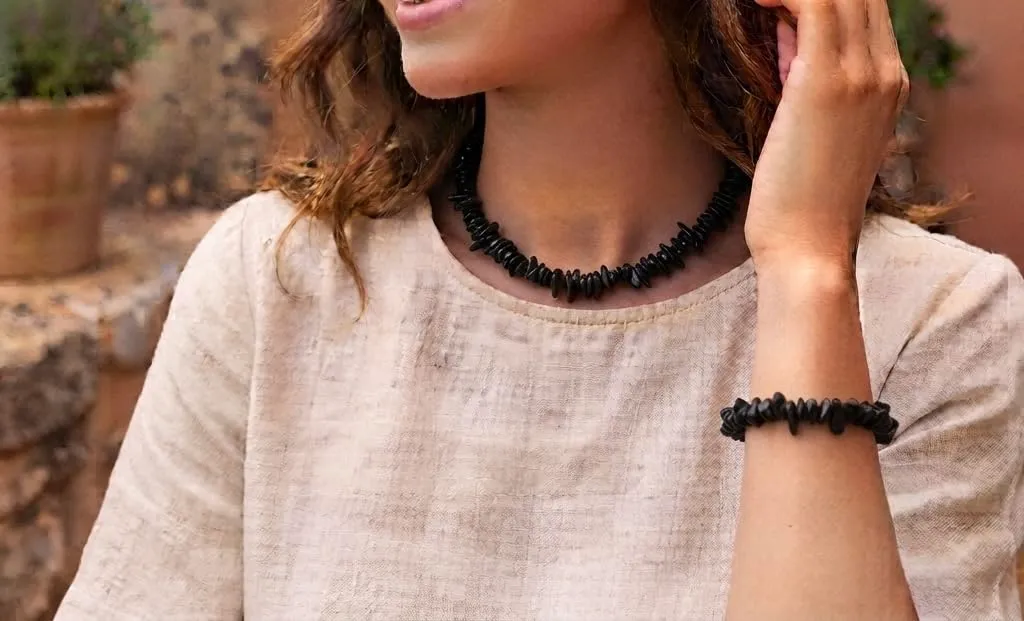 Alchimia Set Bracciale e Collana in Ossidiana Nera - immagine 7