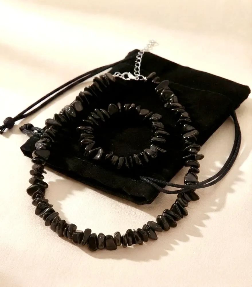 Alchimia Set Bracciale e Collana in Ossidiana Nera - immagine 8