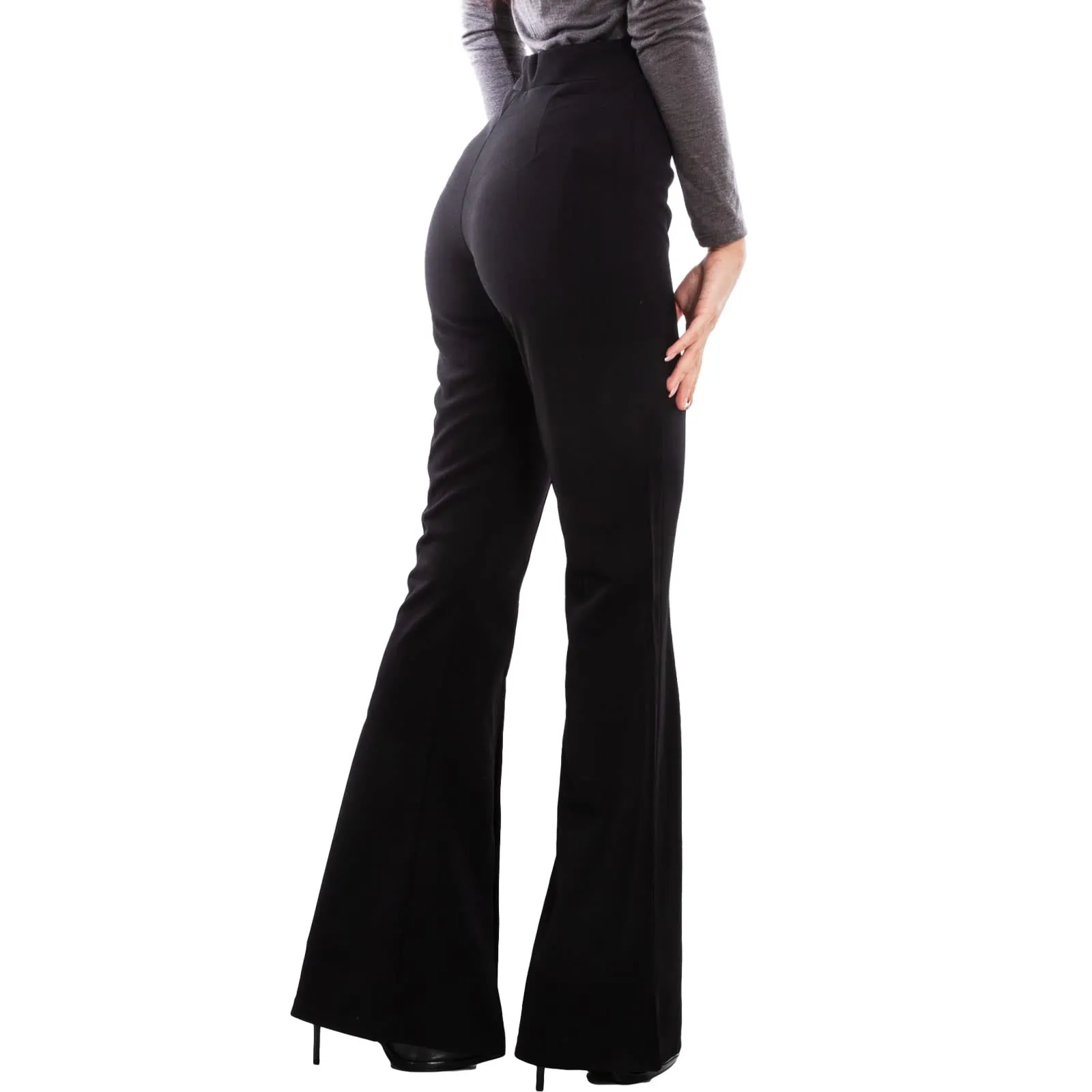 Toocool Pantaloni Donna Campana a Zampa Elefante Elasticizzati JL-2148, Nero con Spacco, XXL - immagine 4