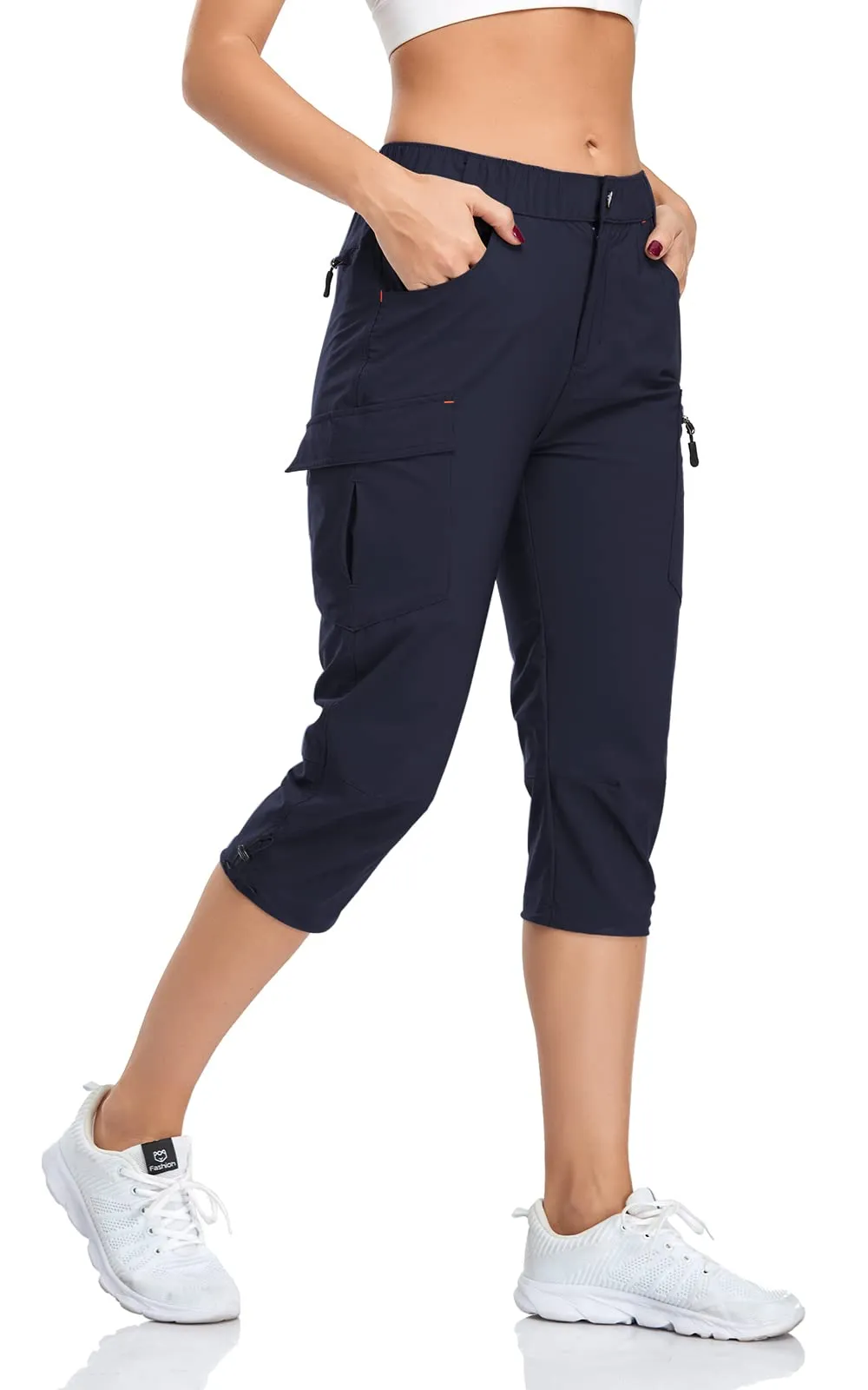 GymBrave Pantaloni Trekking Donna Cargo Capri 3/4 Estivi, Blu Navy, S - immagine 1