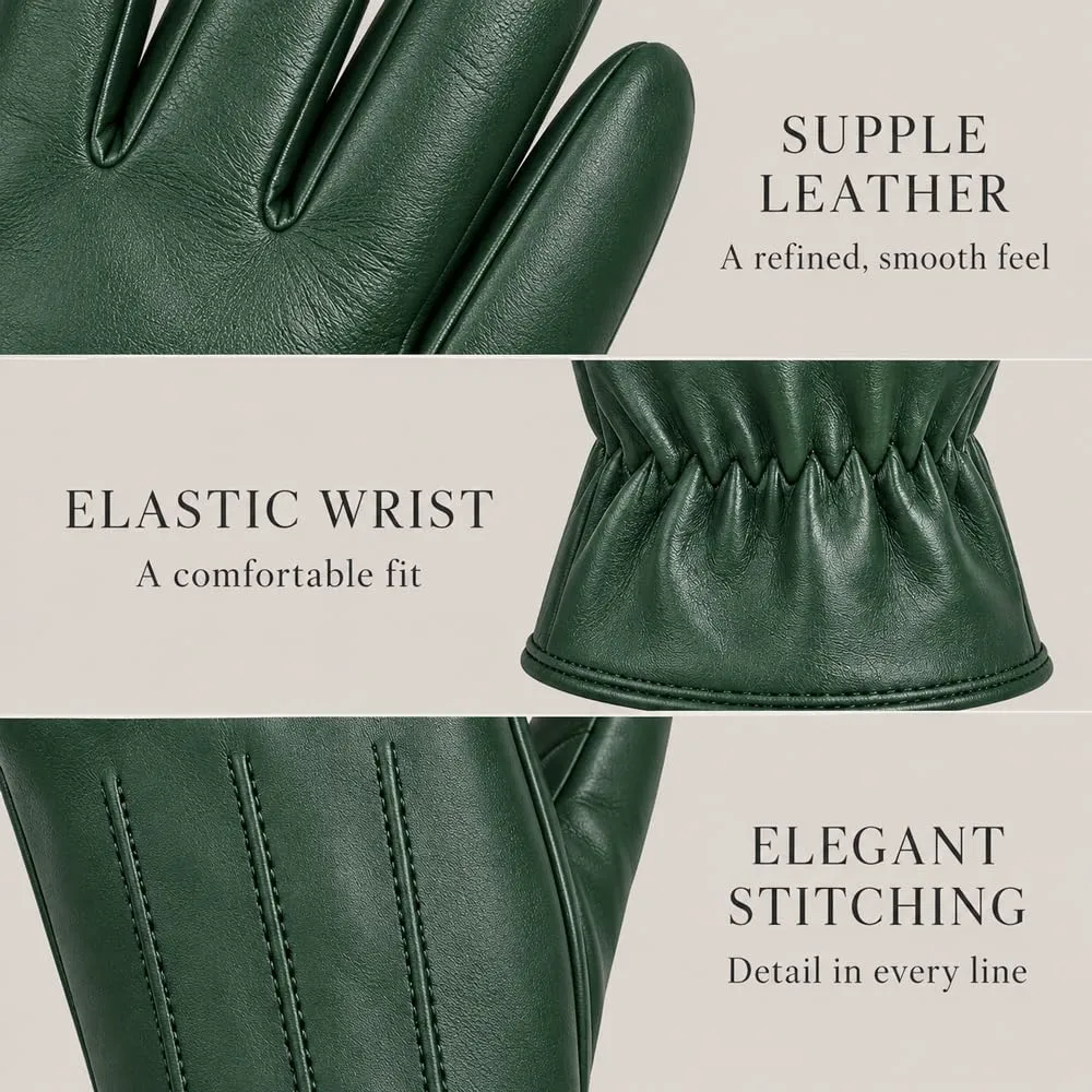 Harssidanzar Guanti Donna Touch Screen Vintage GL017EU, Cacciatore Verde, M - immagine 4