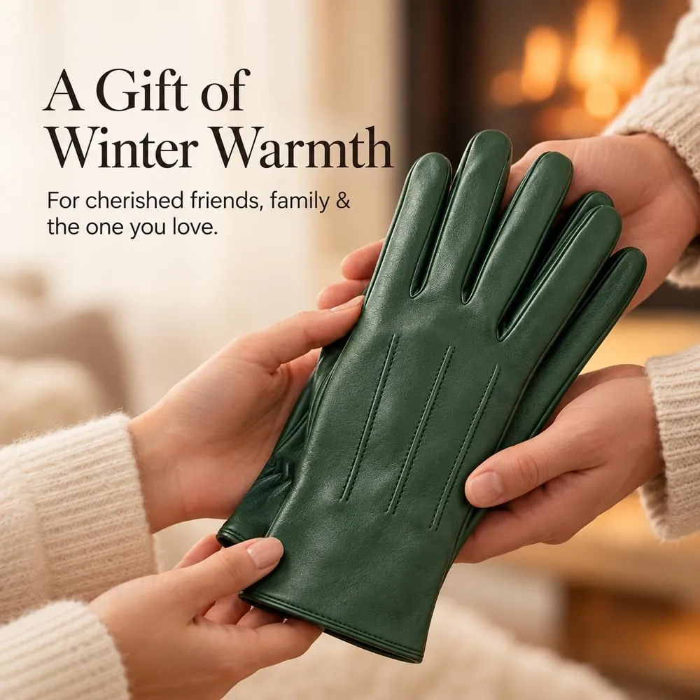 Harssidanzar Guanti Donna Touch Screen Vintage GL017EU, Cacciatore Verde, M - immagine 6