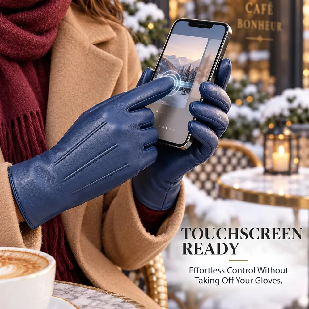 Harssidanzar Guanti Invernali Donna Touch Screen Vintage GL017EU Blu S - immagine 2
