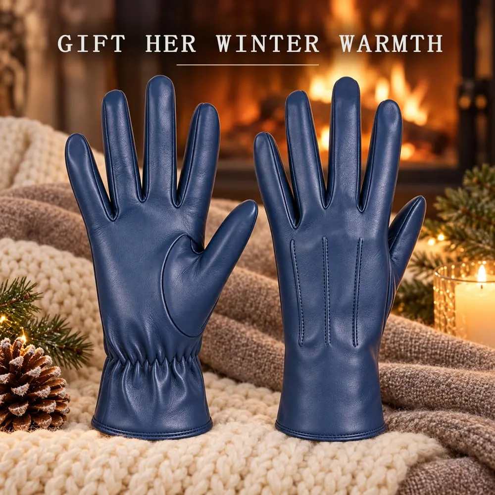 Harssidanzar Guanti Invernali Donna Touch Screen Vintage GL017EU Blu S - immagine 6