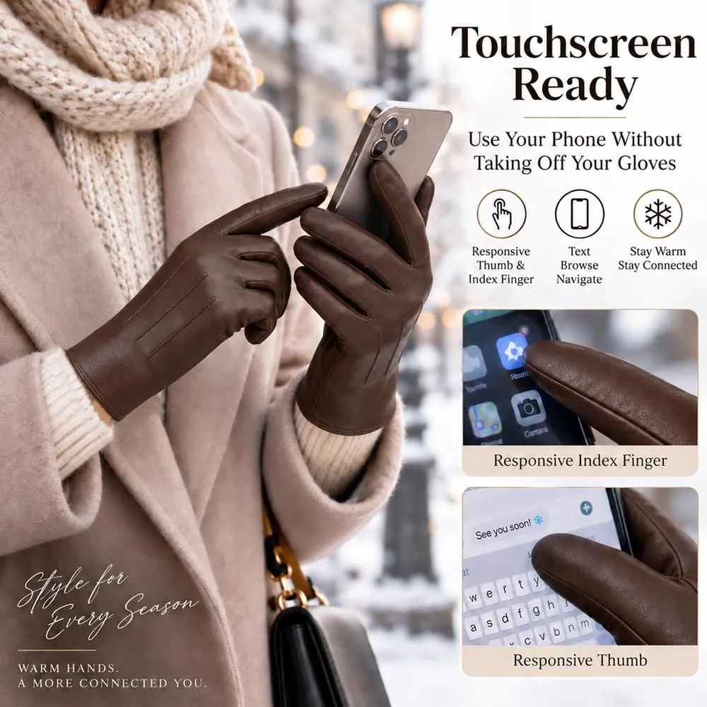 Harssidanzar Guanti Invernali Donna Touchscreen GL017EU, Sella, S - immagine 3