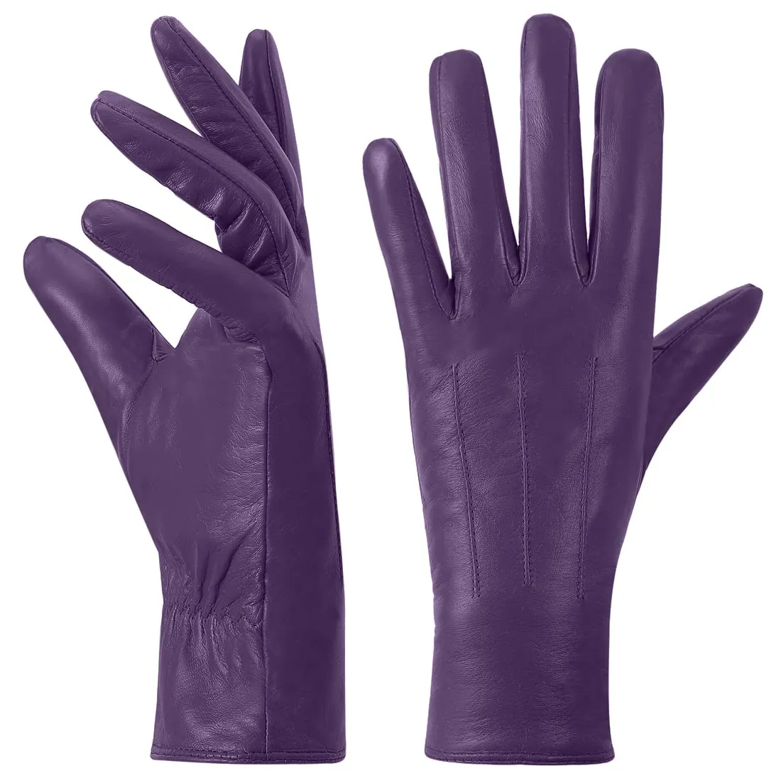 Harssidanzar Guanti Donna in Pelle GL017 Touch Screen con Fodera Calda, Viola, M - immagine 7