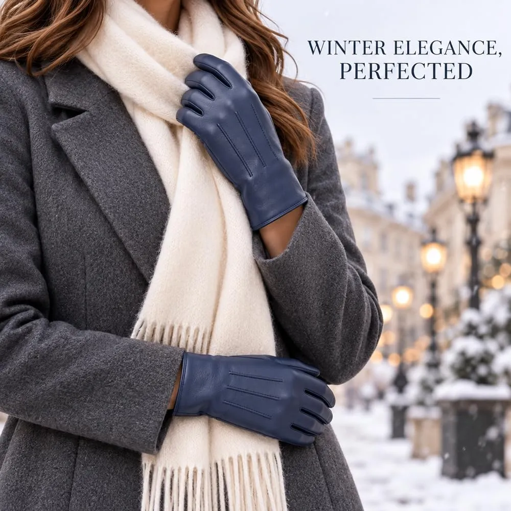 Harssidanzar Guanti Invernali Donna Touch Screen Vintage GL017EU Blu L - immagine 7