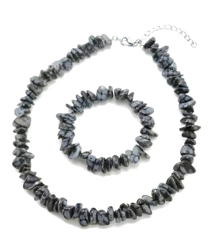 Alchimia Set Collana e Bracciale in Ossidiana Fiocco di Neve - immagine 1
