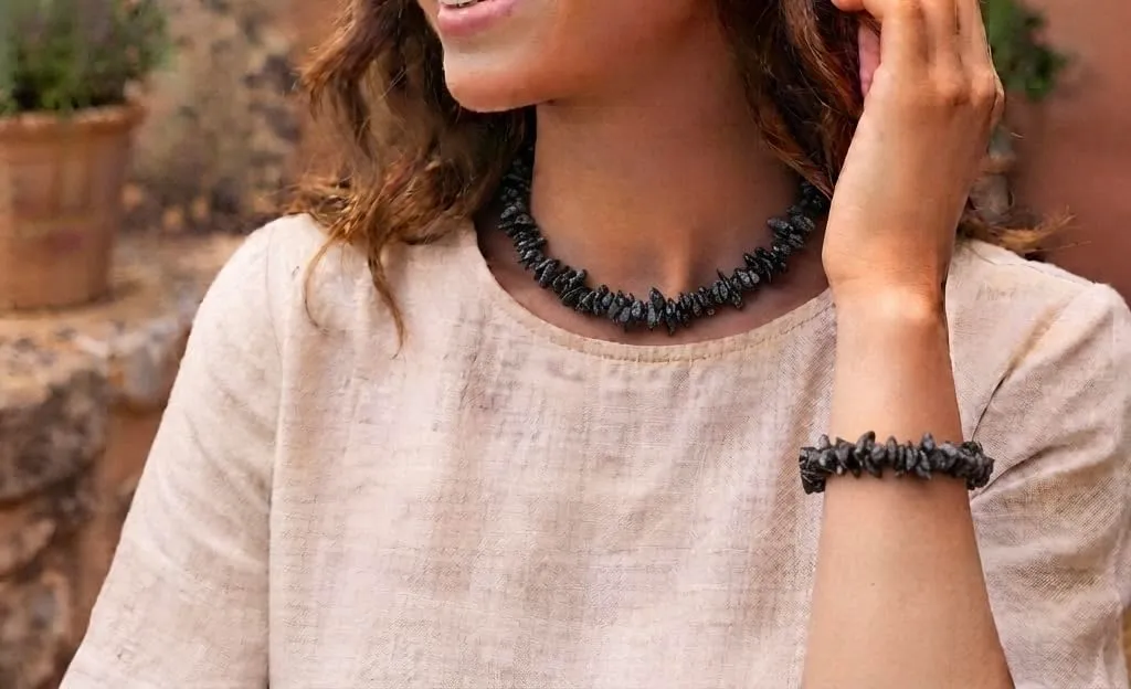 Alchimia Set Collana e Bracciale in Ossidiana Fiocco di Neve - immagine 4