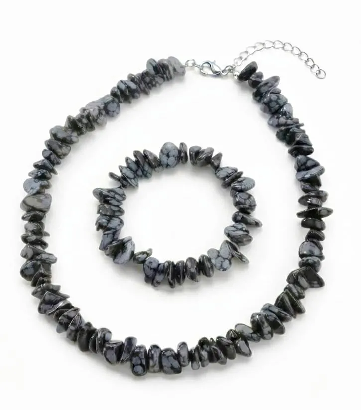 Alchimia Set Collana e Bracciale in Ossidiana Fiocco di Neve - immagine 6